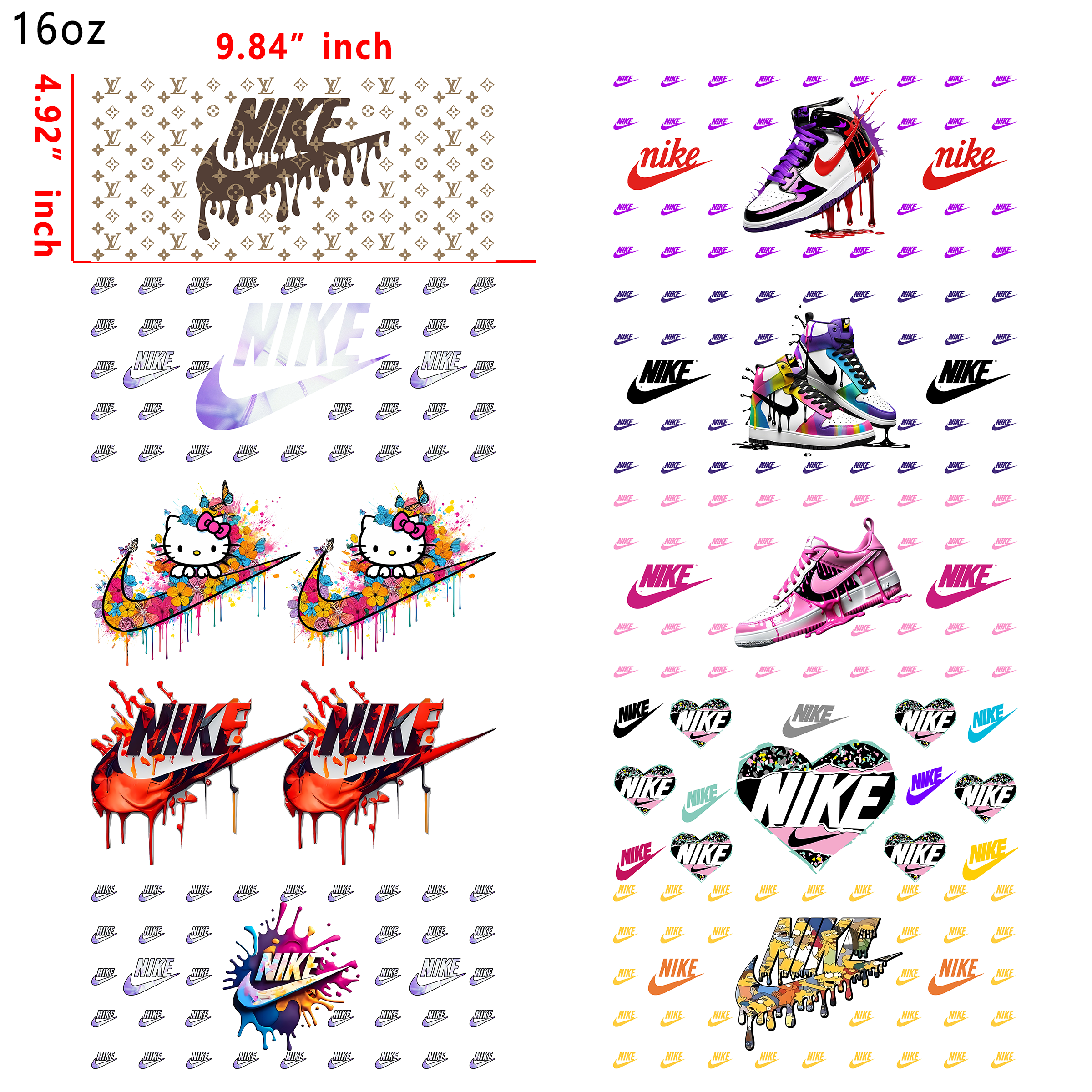 20 PCS Nike Sneaker Cup wraps 16OZ tumbler water proof