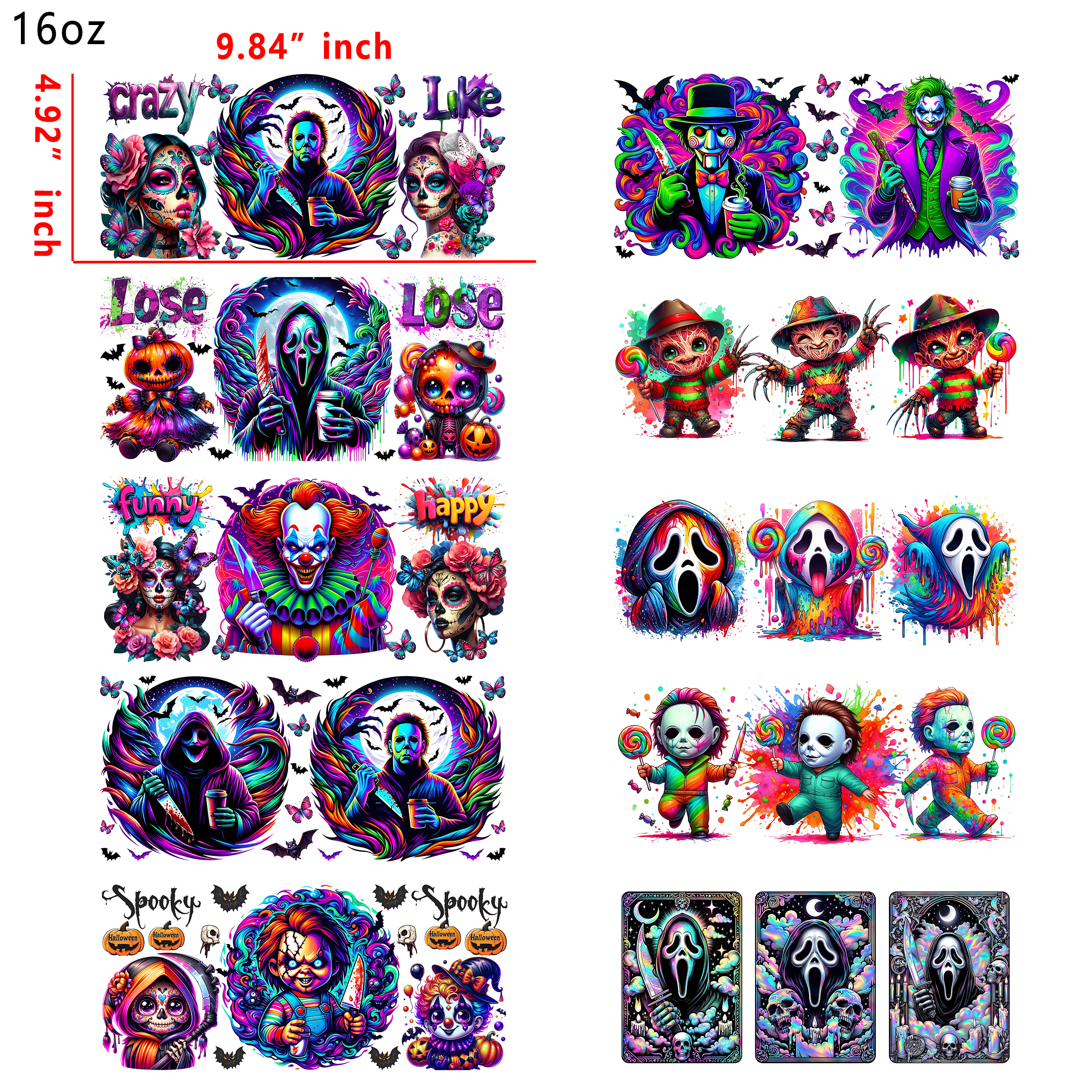 20 PCS Horror NBC Beetle Juice Mixed Cup wraps 16OZ tumbler water proof