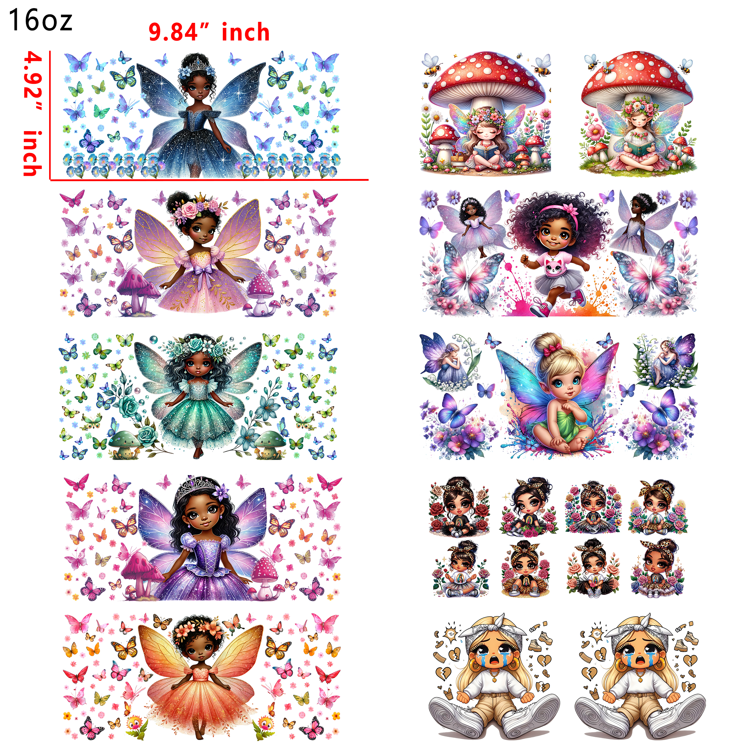 (X30) 20 PCS Cute Baby Girl Cup wraps 16OZ tumbler water proof