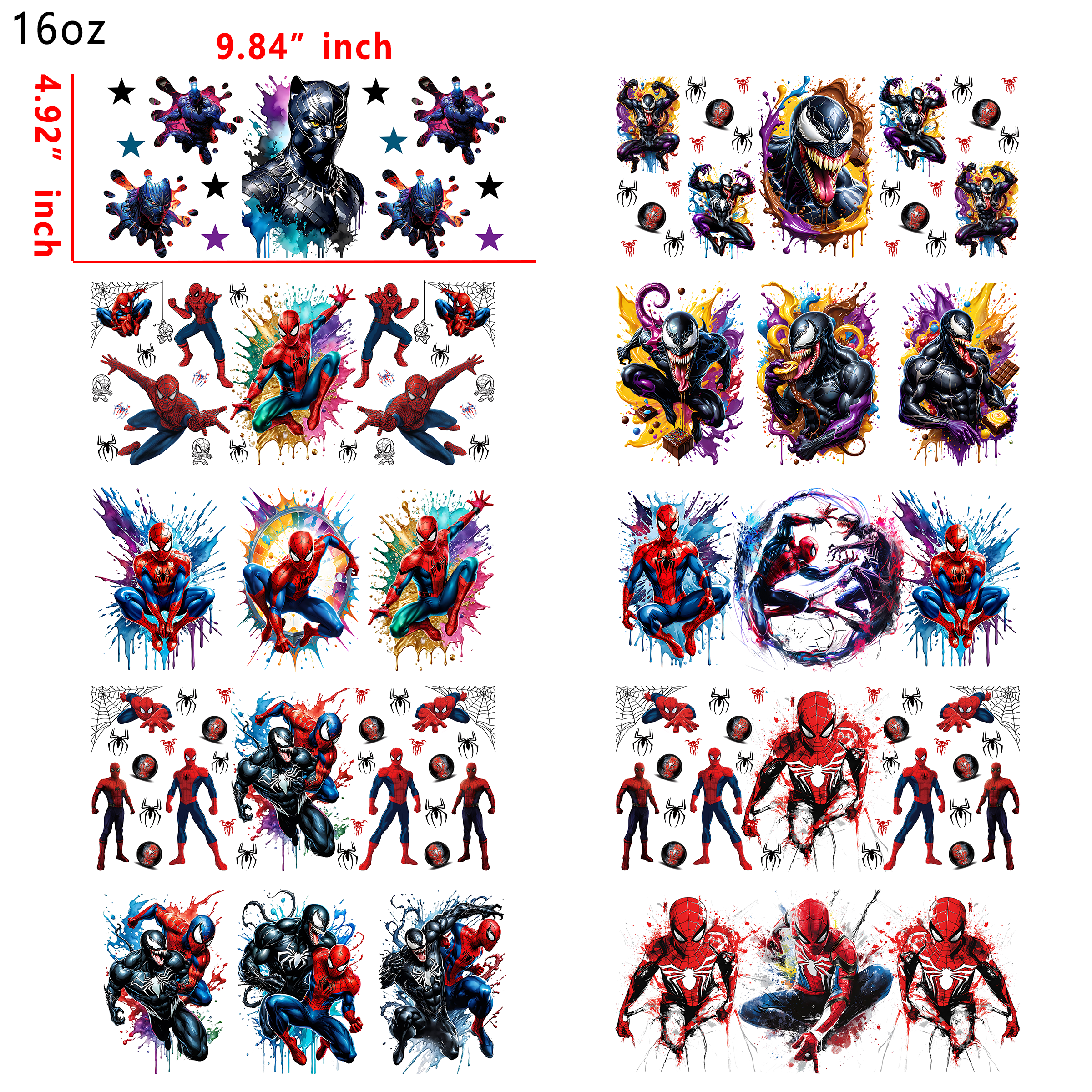 20 PCS Marvel Hero Cup wraps 16OZ tumbler water proof