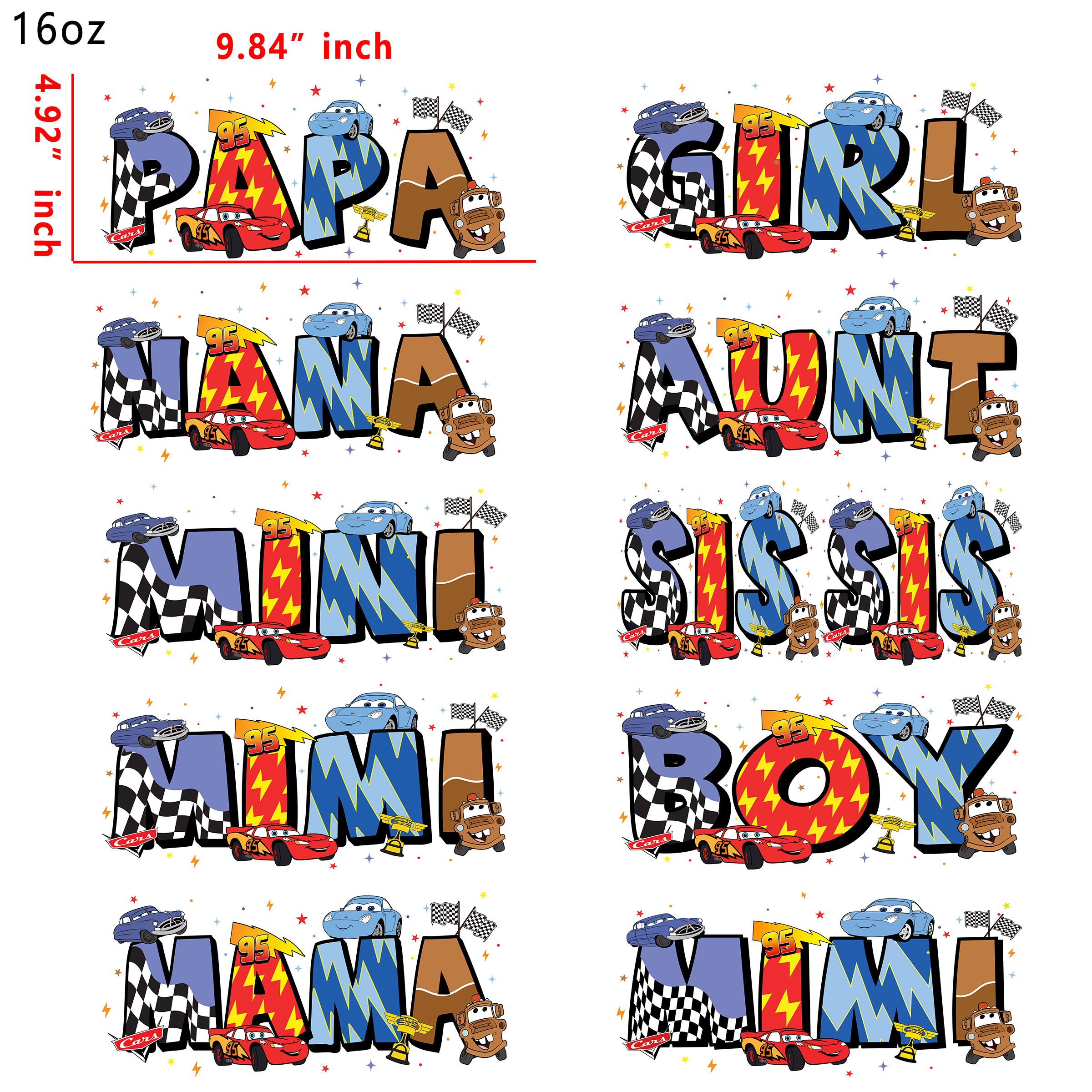20 PCS Family Name Cup wraps 16OZ tumbler water proof