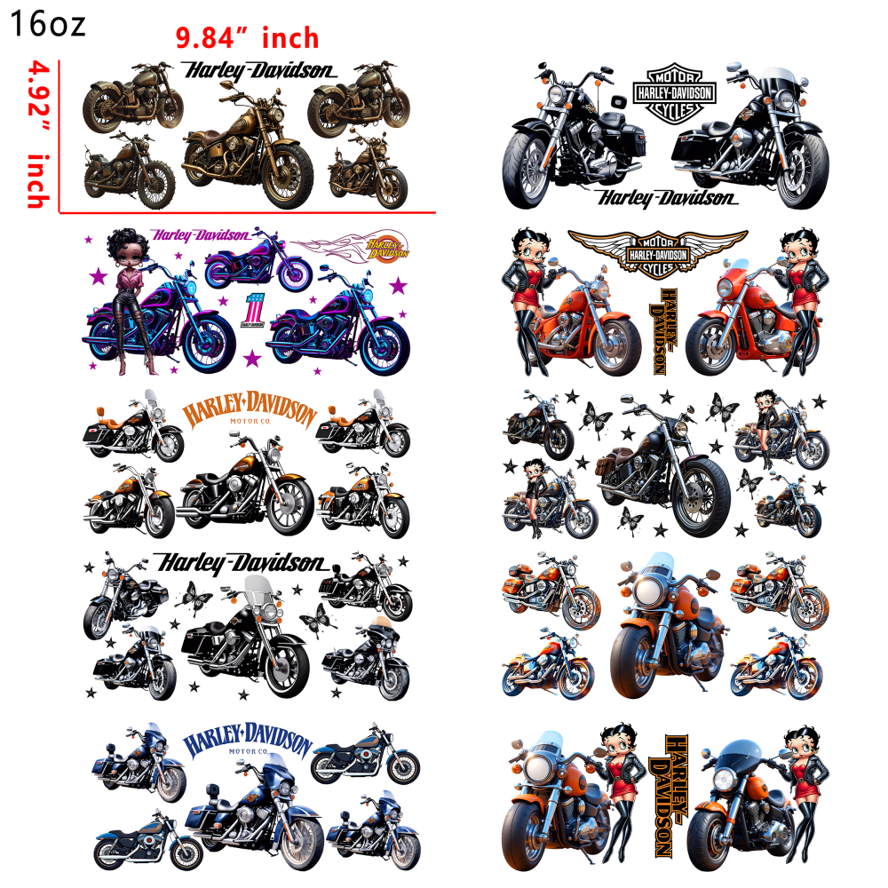 20 PCS Harley Davidson up wraps 16OZ tumbler water proof