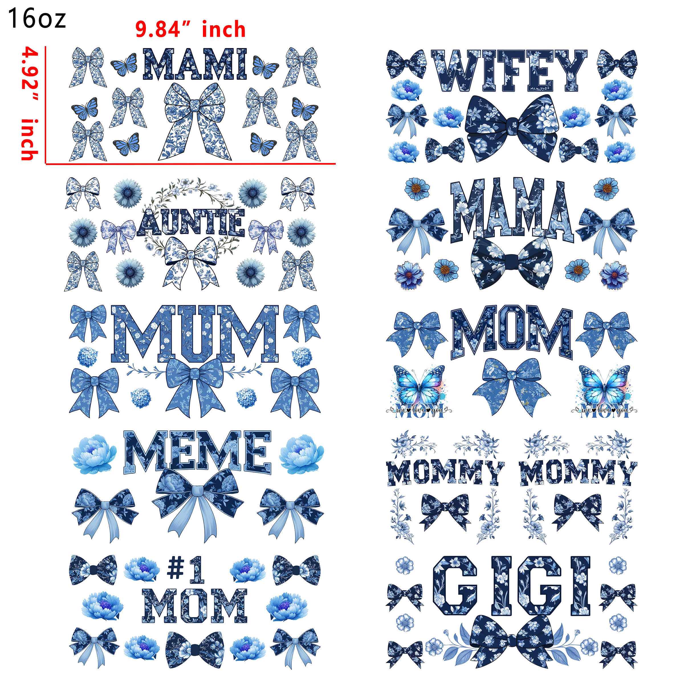 20 PCS Family Name up wraps 16OZ tumbler water proof