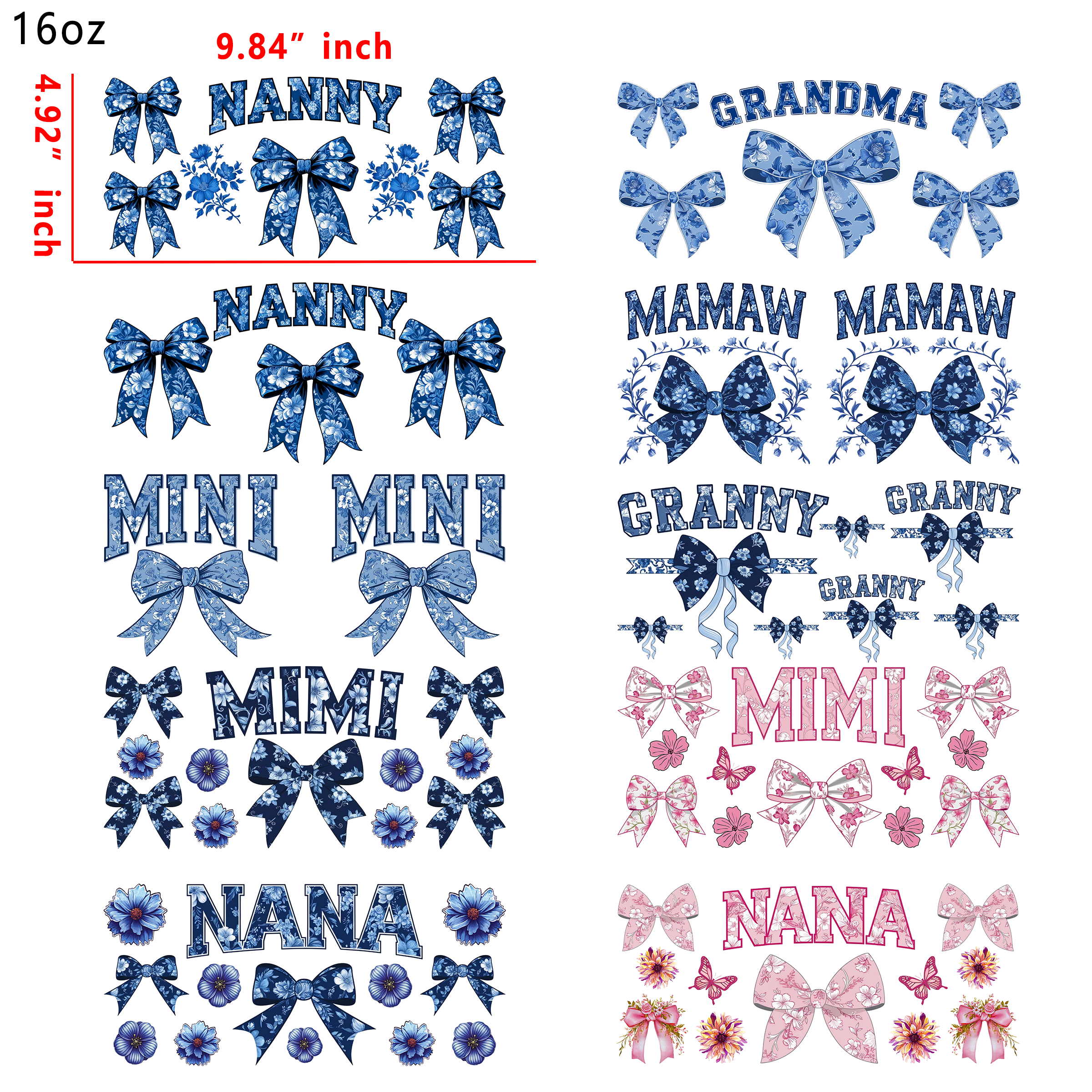 20 PCS Family Name up wraps 16OZ tumbler water proof