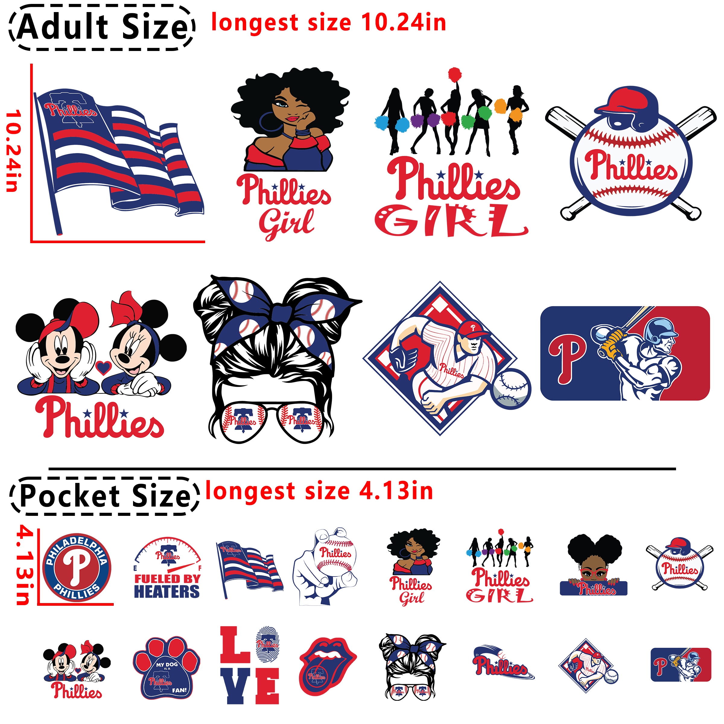 (N46) Philadelphia Phillies MLB Baseball  DTF heat transfer vinyl for T-shirt hoodies