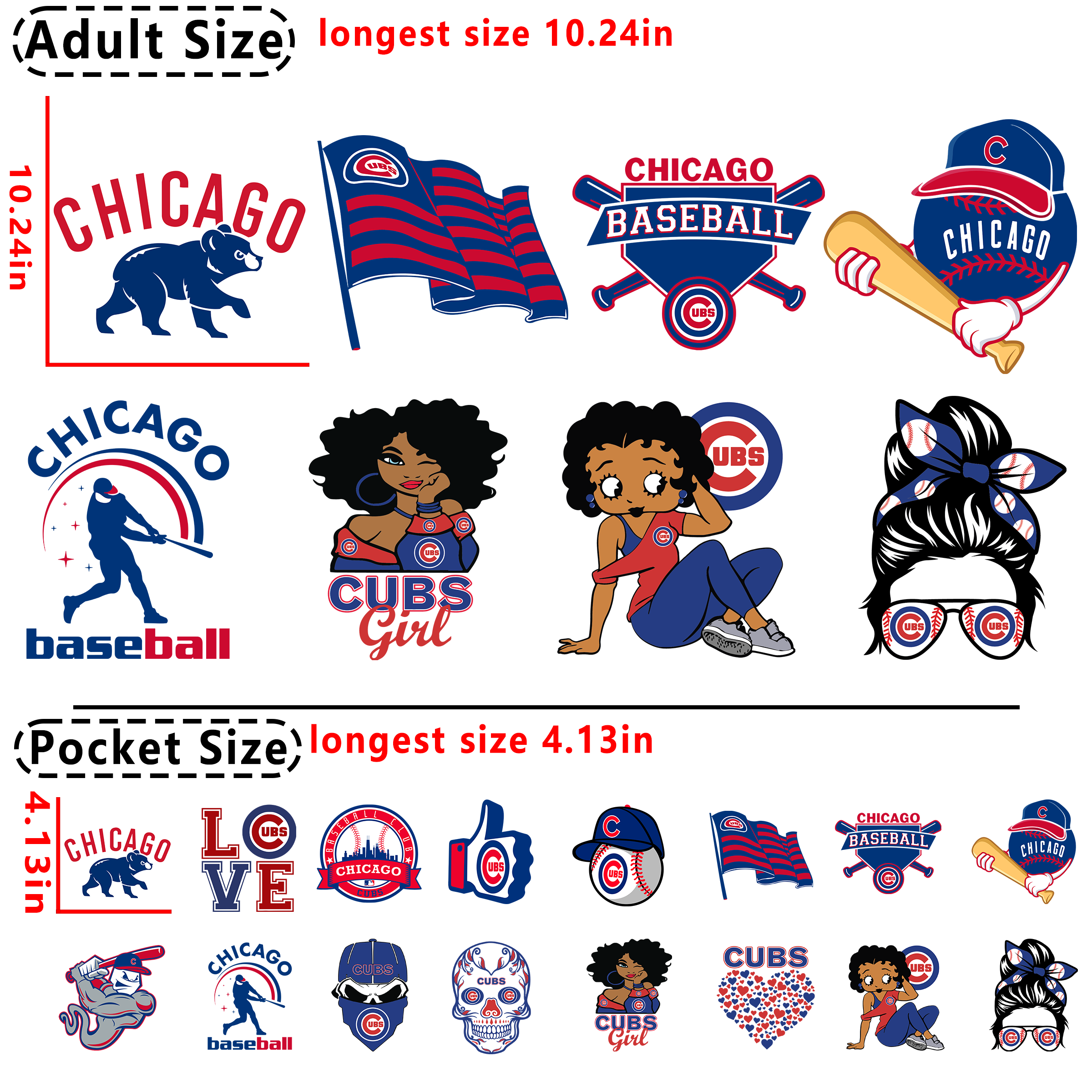 Chicago cubs MLB Baseball  DTF heat transfer vinyl for T-shirt hoodies