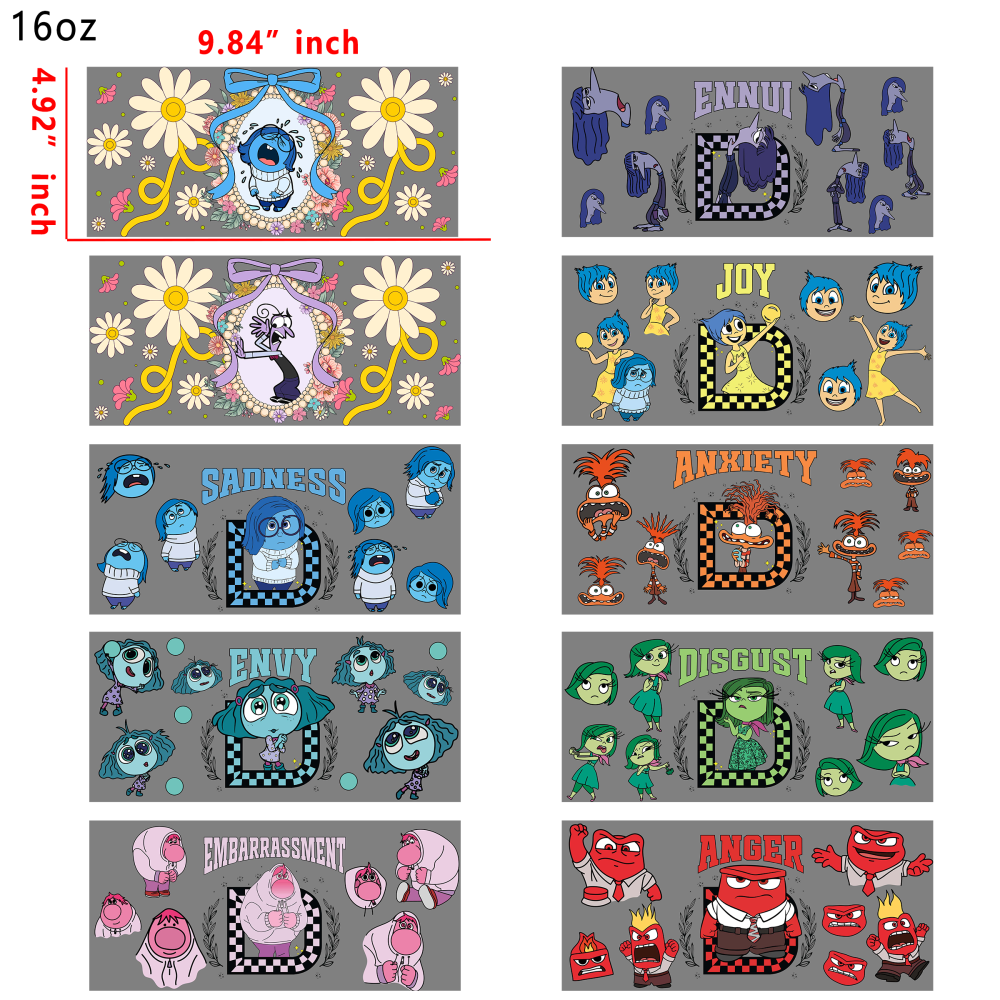 20 PCS Inside Out cup wraps 16OZ tumbler water proof