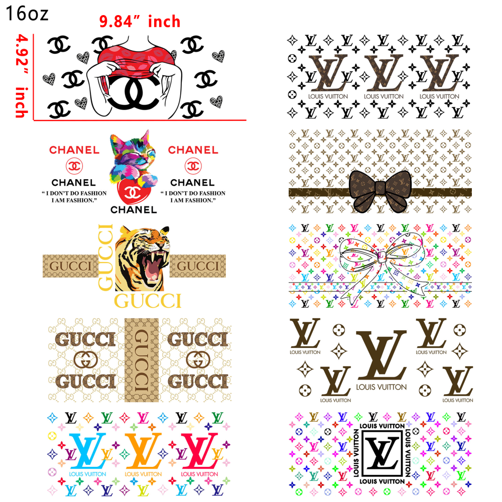 (H2) 20 PCS Designer cup wraps 16OZ tumbler water proof