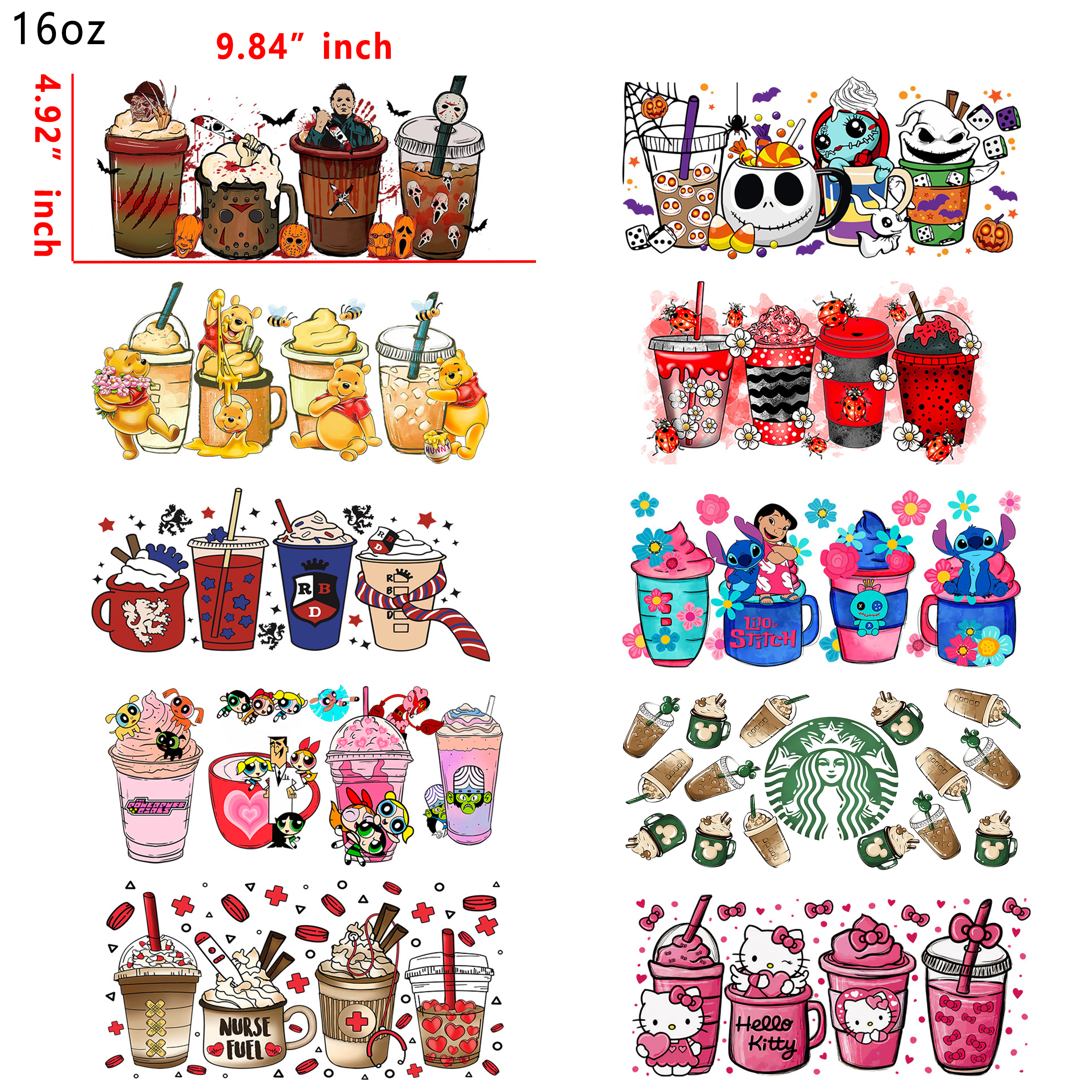 20 PCS Coffee cup wraps 16OZ tumbler water proof