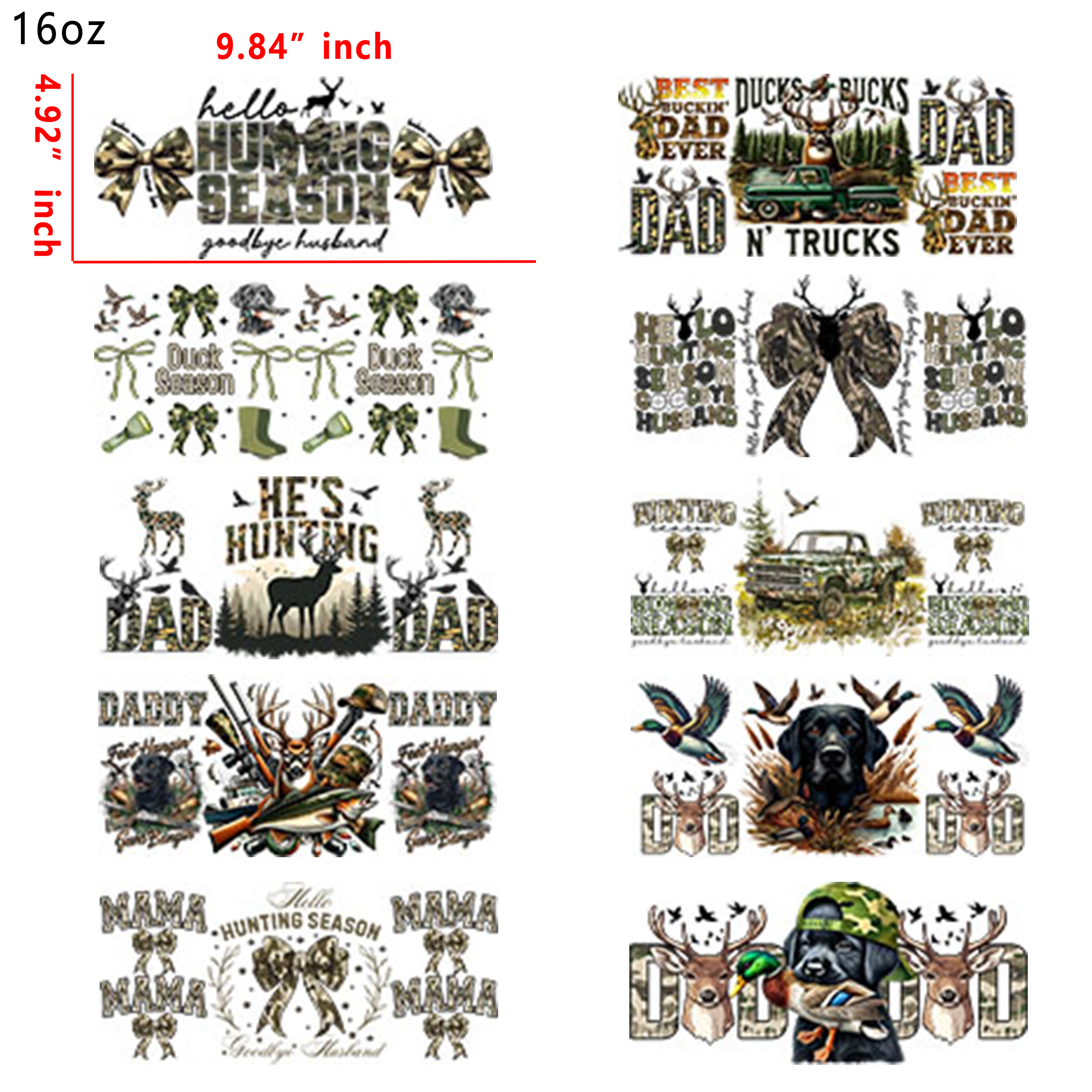 (U36) 20 PCS Fishing Hunting cup wraps 16OZ tumbler water proof