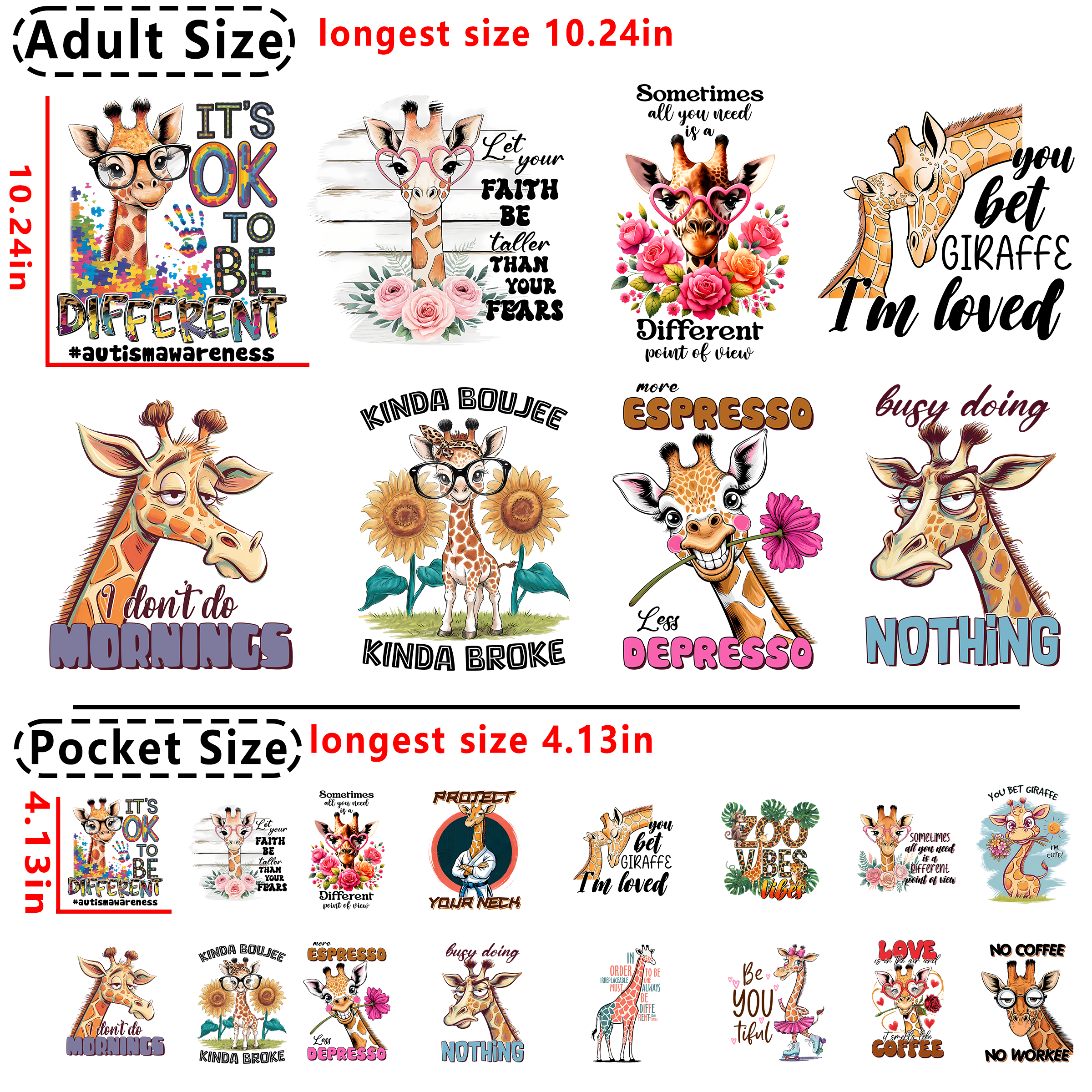 Giraffe Animal DTF heat transfer vinyl for T-shirt hoodies