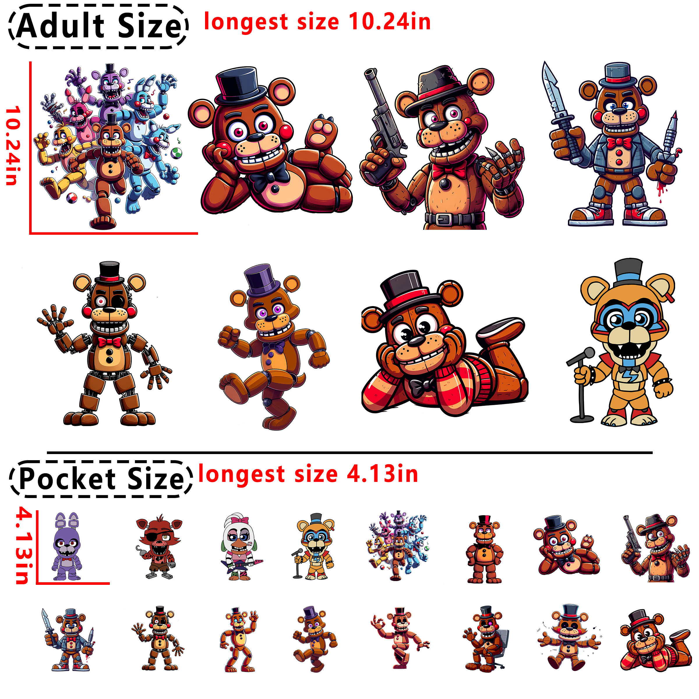 FNAF Game  DTF heat transfer vinyl for T-shirt hoodies