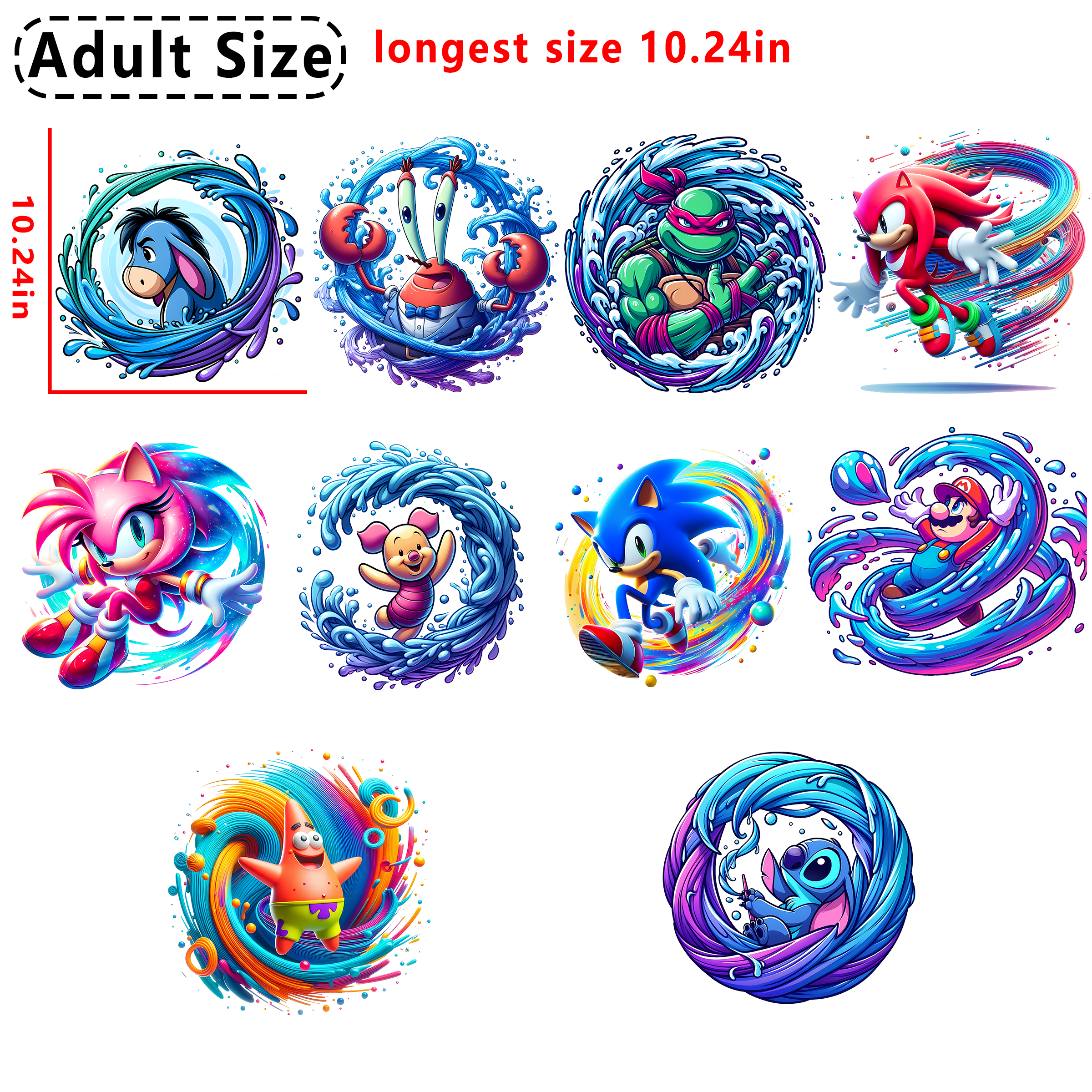 Splash Disney Cartoon Color DTF heat transfer vinyl for T-shirt hoodies