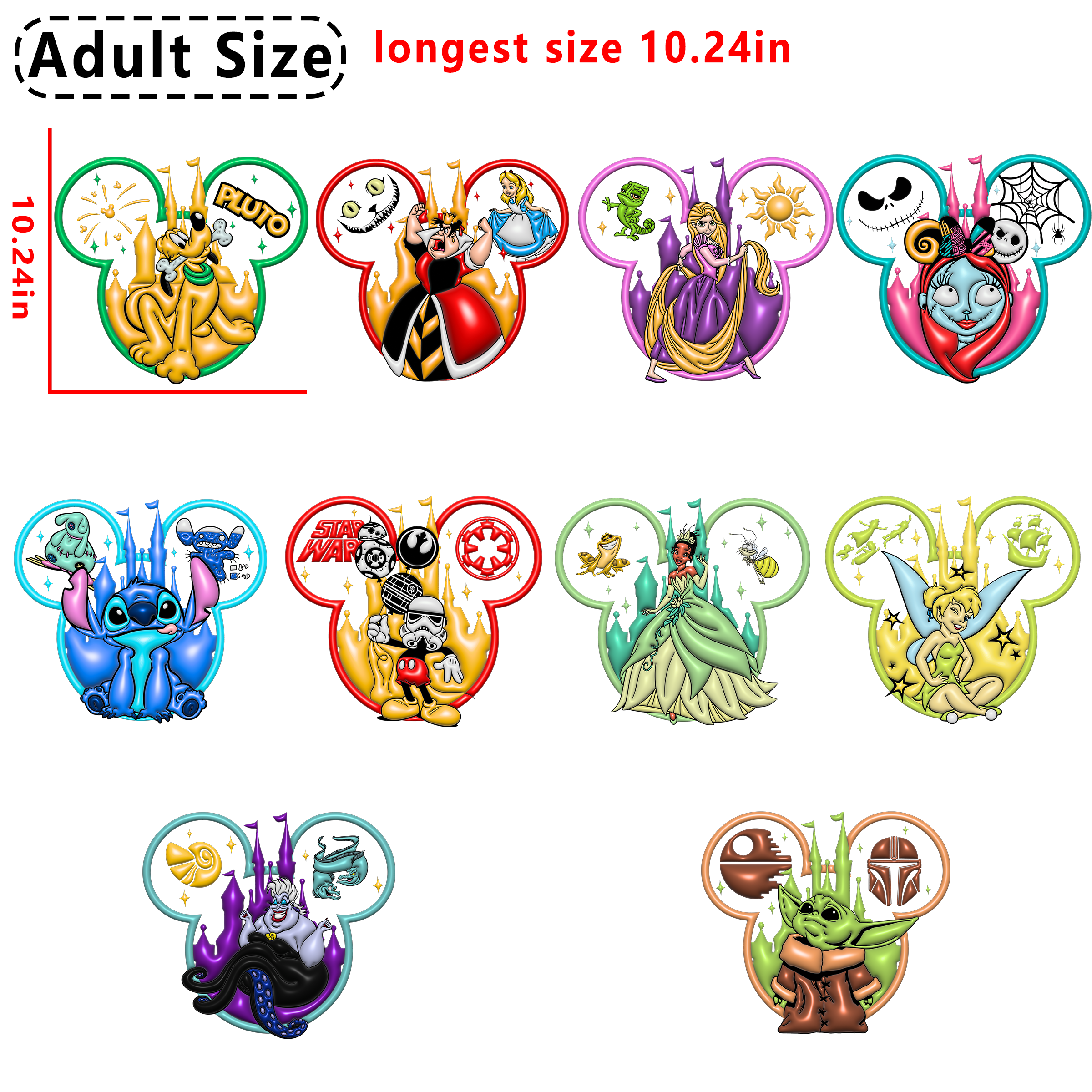 Mickey Head Disney DTF heat transfer vinyl for T-shirt hoodies