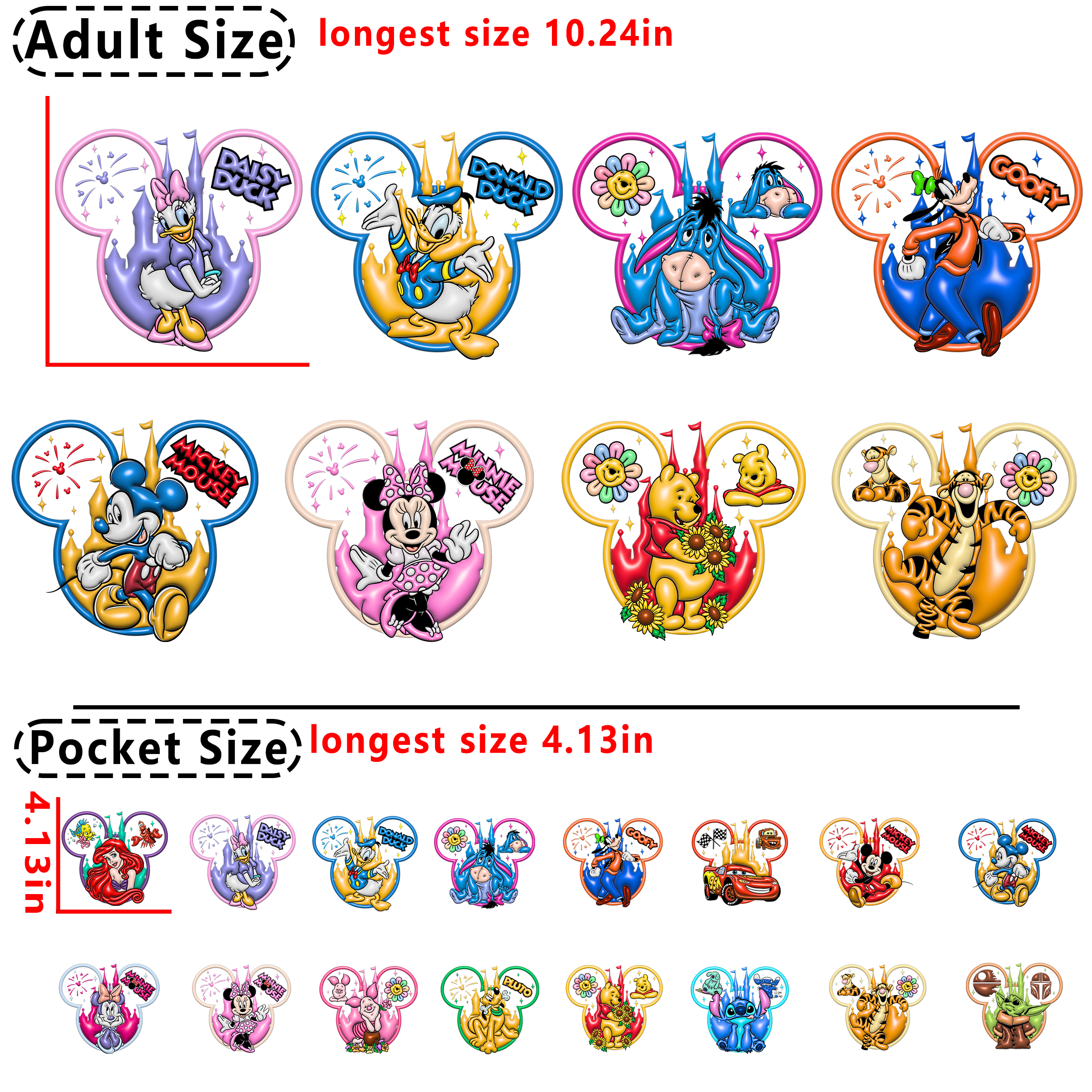 Mickey Head Disney DTF heat transfer vinyl for T-shirt hoodies