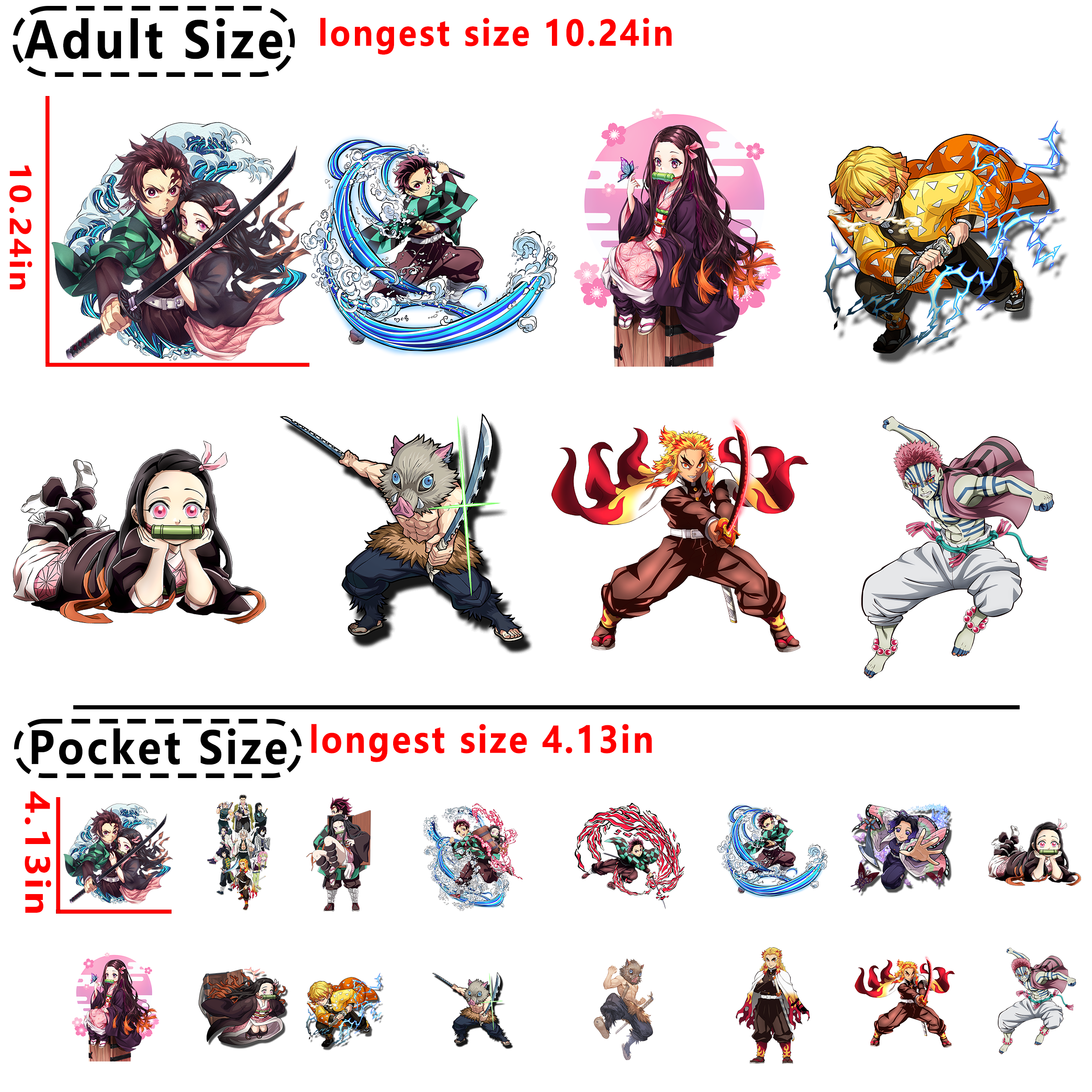 Demon Slayer Anime DTF heat transfer vinyl for T-shirt hoodies