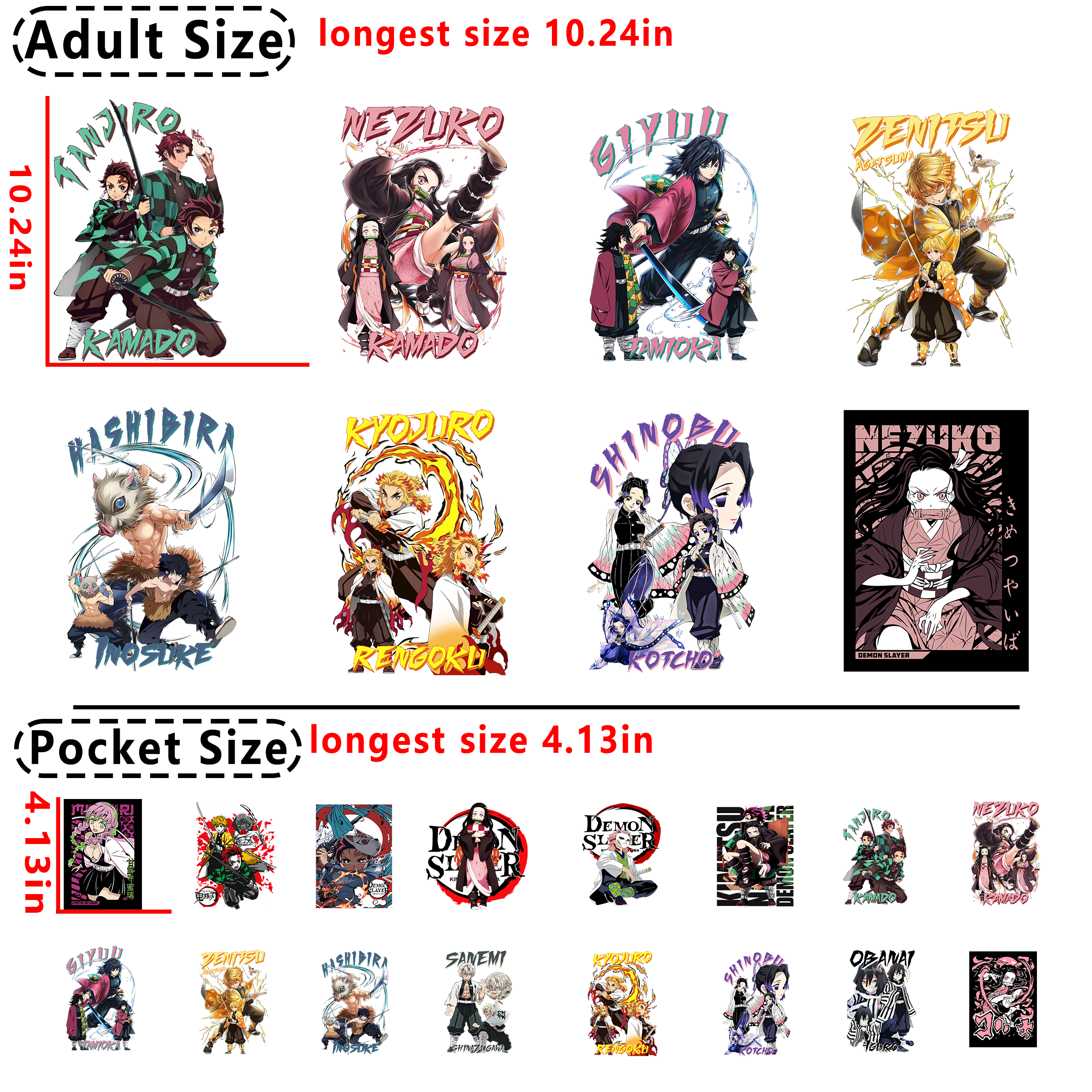 Demon Slayer Anime DTF heat transfer vinyl for T-shirt hoodies