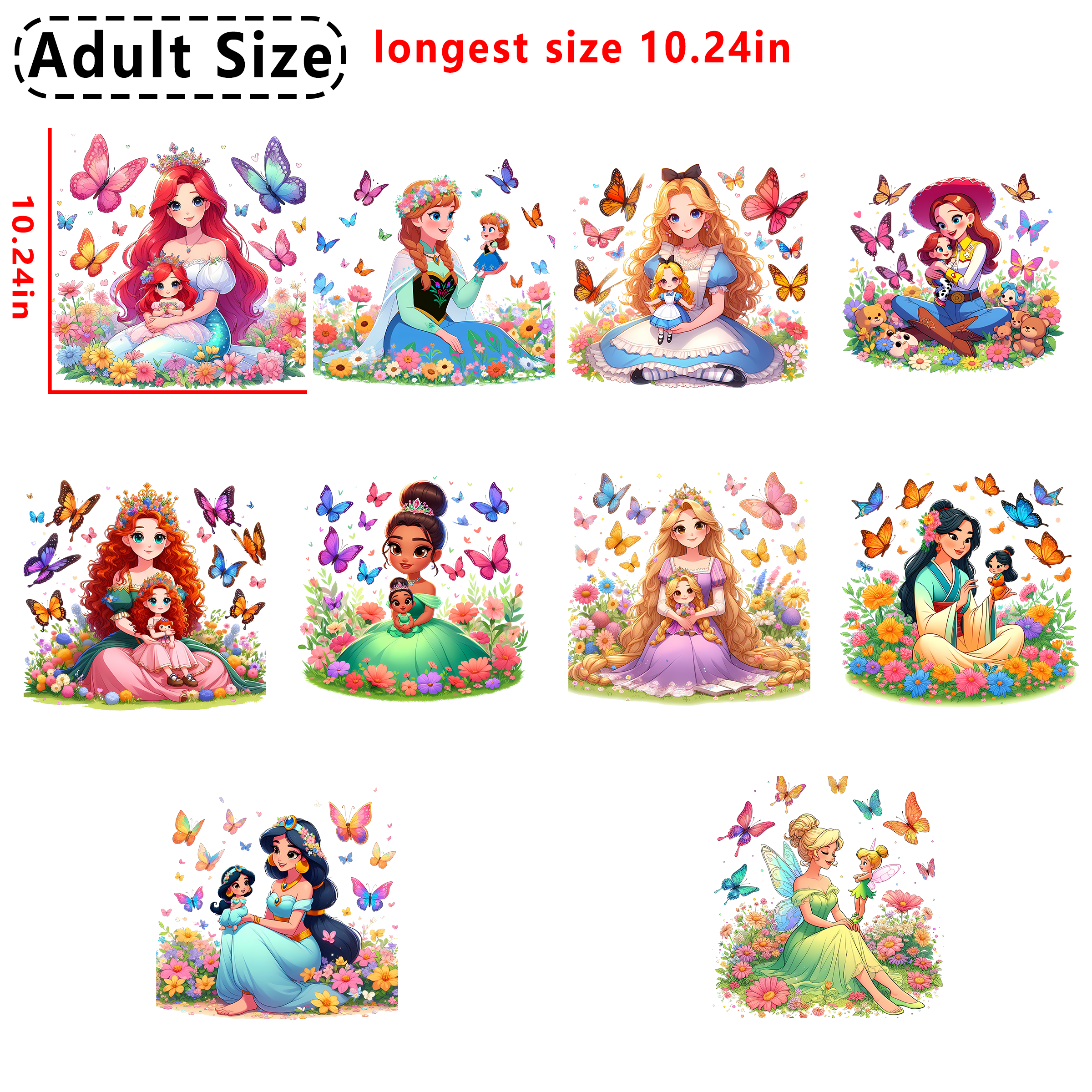Disney Princess Mixed DTF heat transfer vinyl for T-shirt hoodies