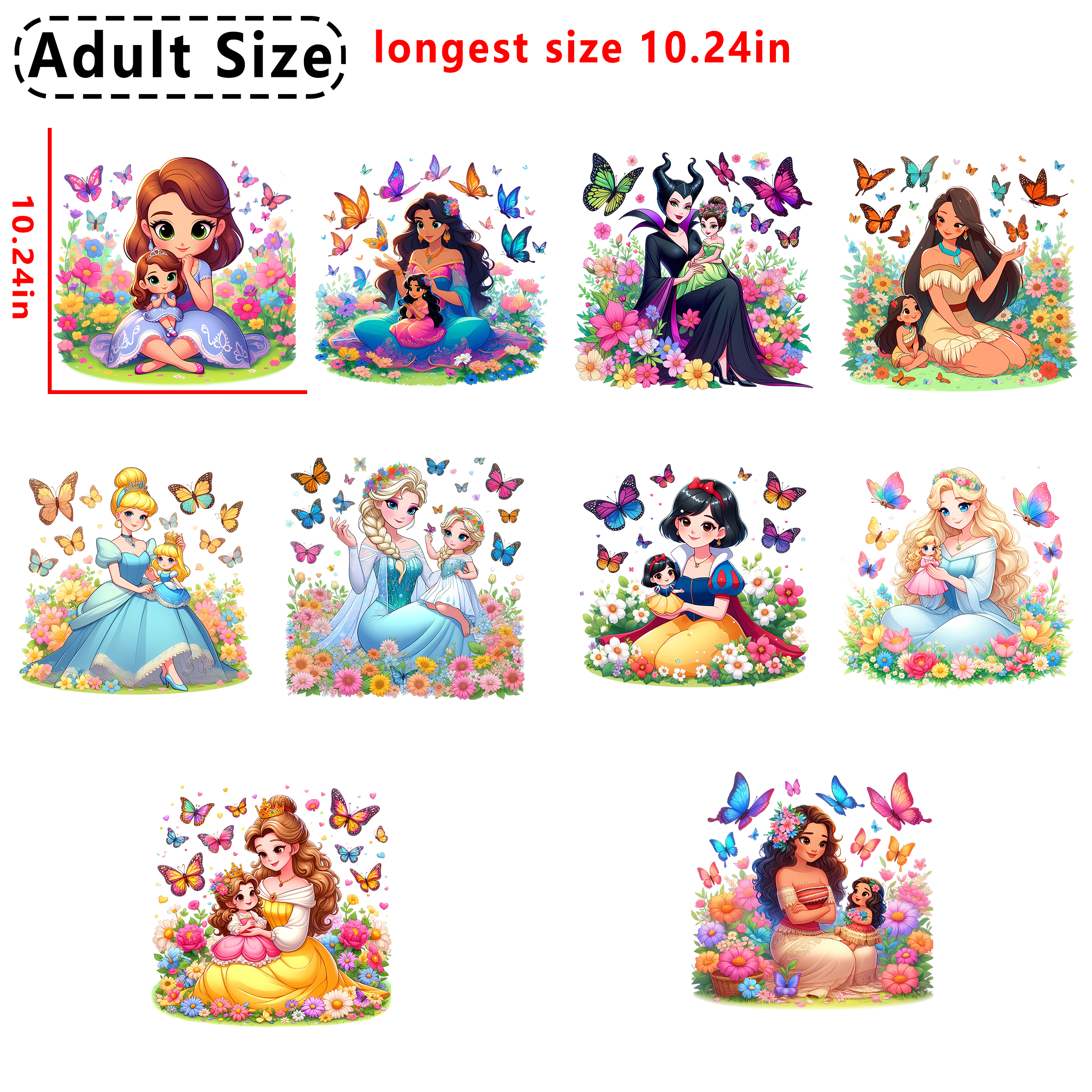 Disney Princess Mixed DTF heat transfer vinyl for T-shirt hoodies