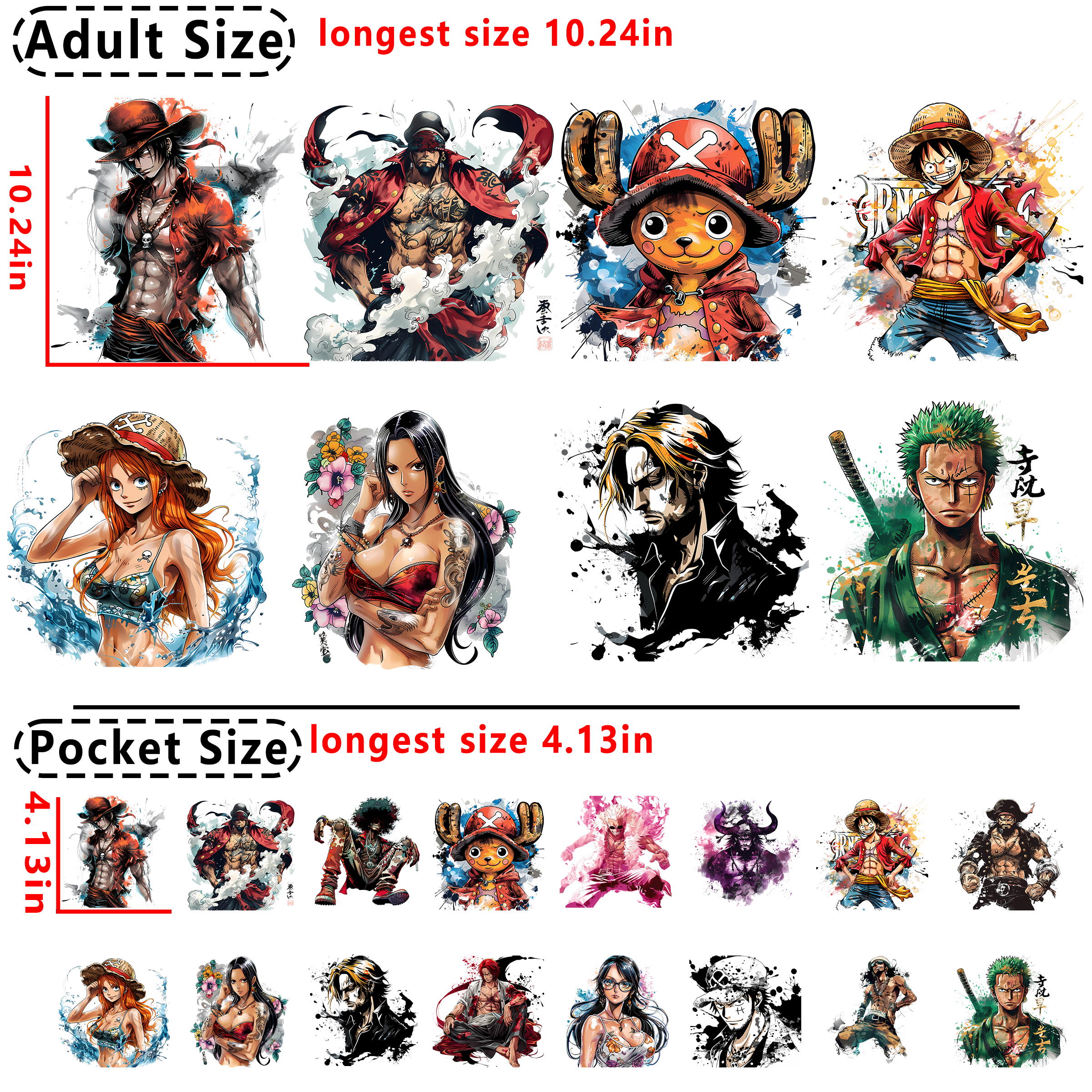 One Piece Anime DTF heat transfer vinyl for T-shirt hoodies