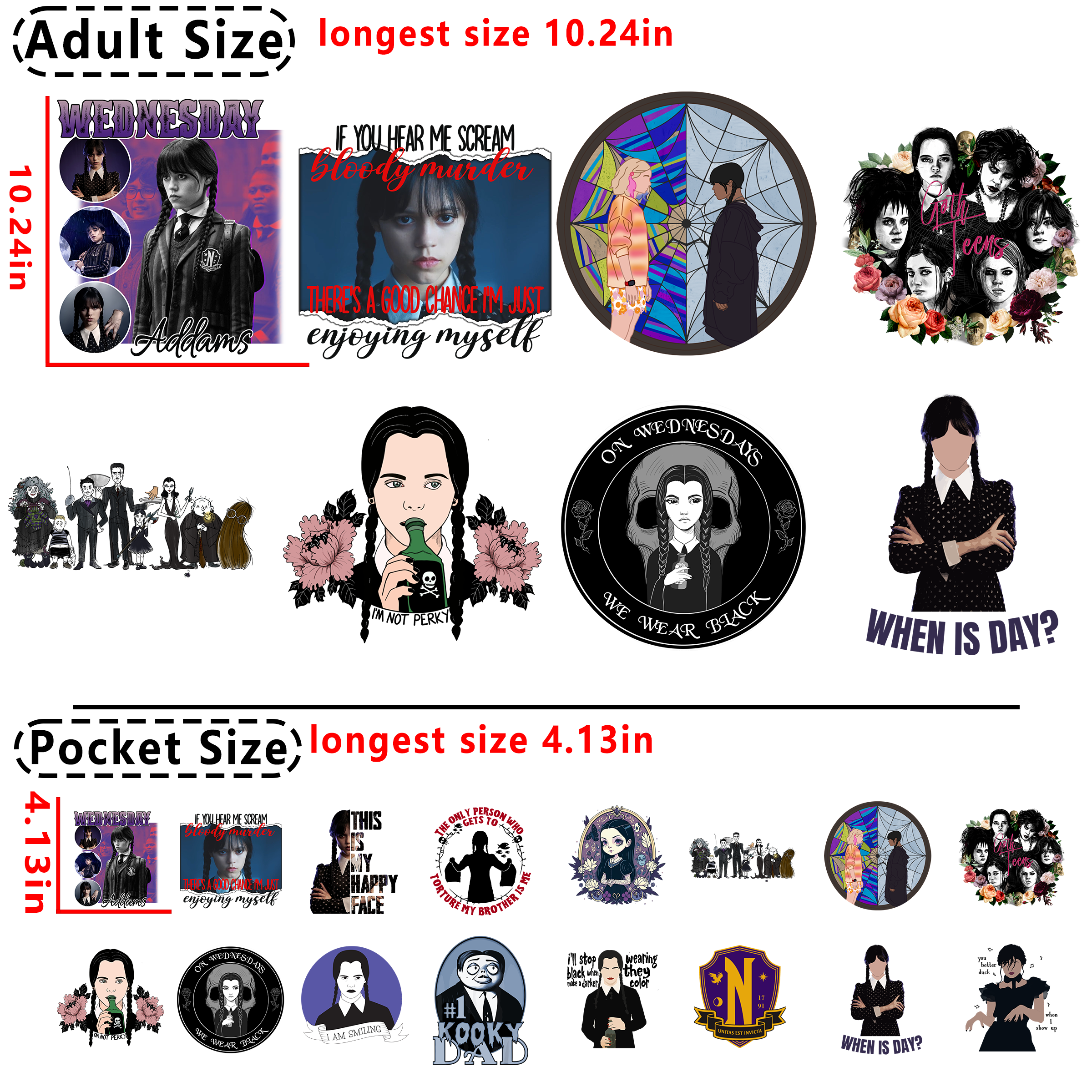 Wednesday DTF heat transfer vinyl for T-shirt hoodies