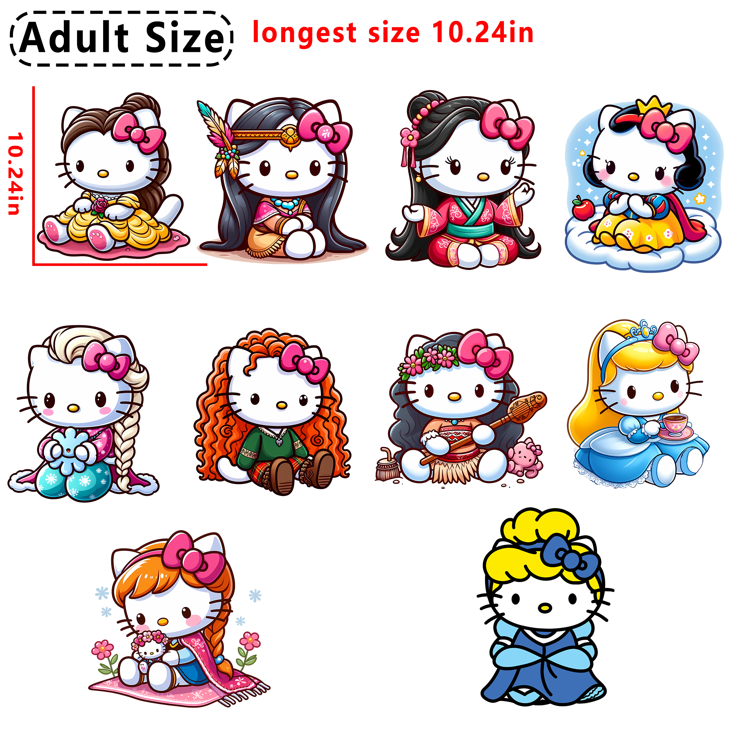 Hello Kitty Princess Crossover Tarot DTF heat transfer vinyl for T-shirt hoodies