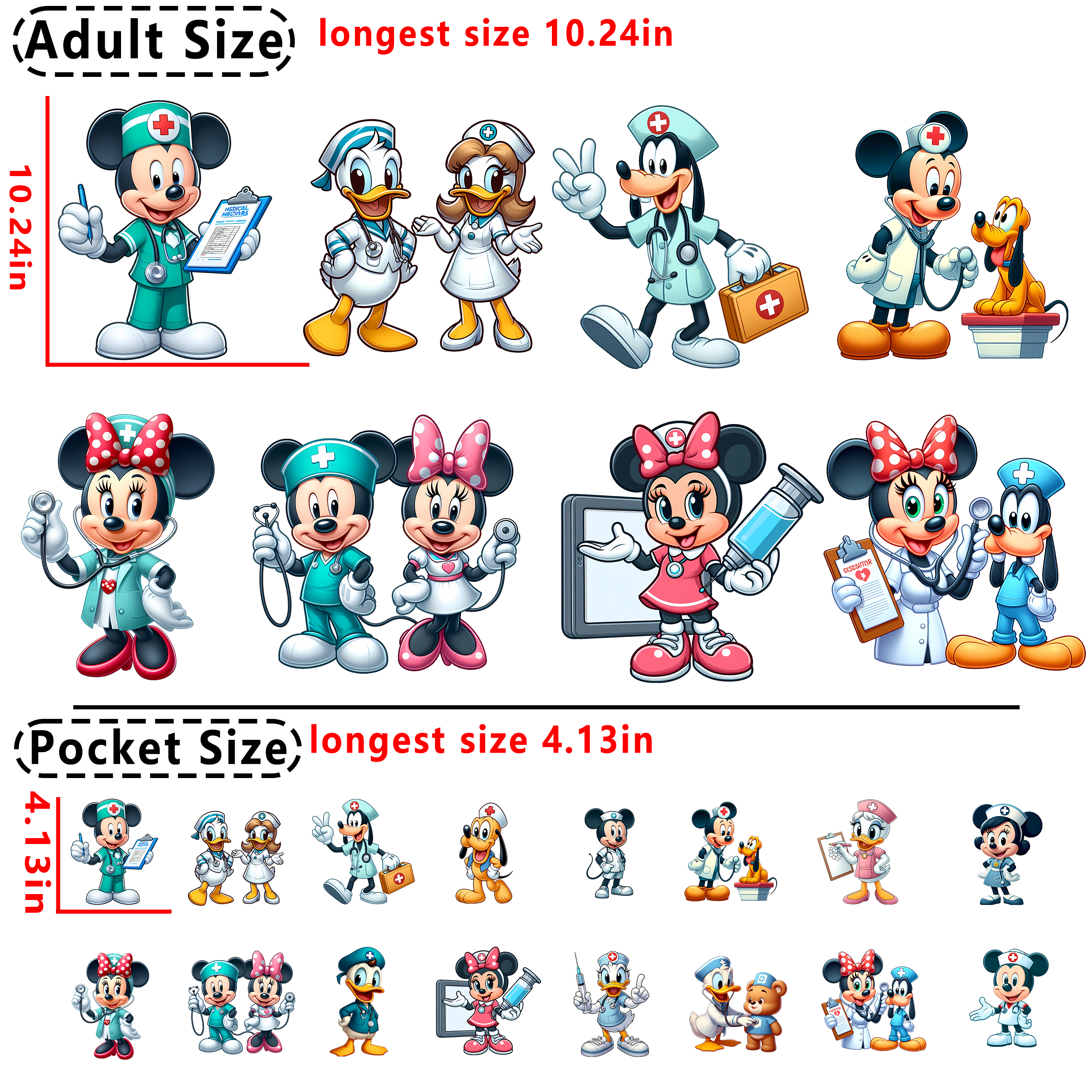 Nurse Disney DTF heat transfer vinyl for T-shirt hoodies
