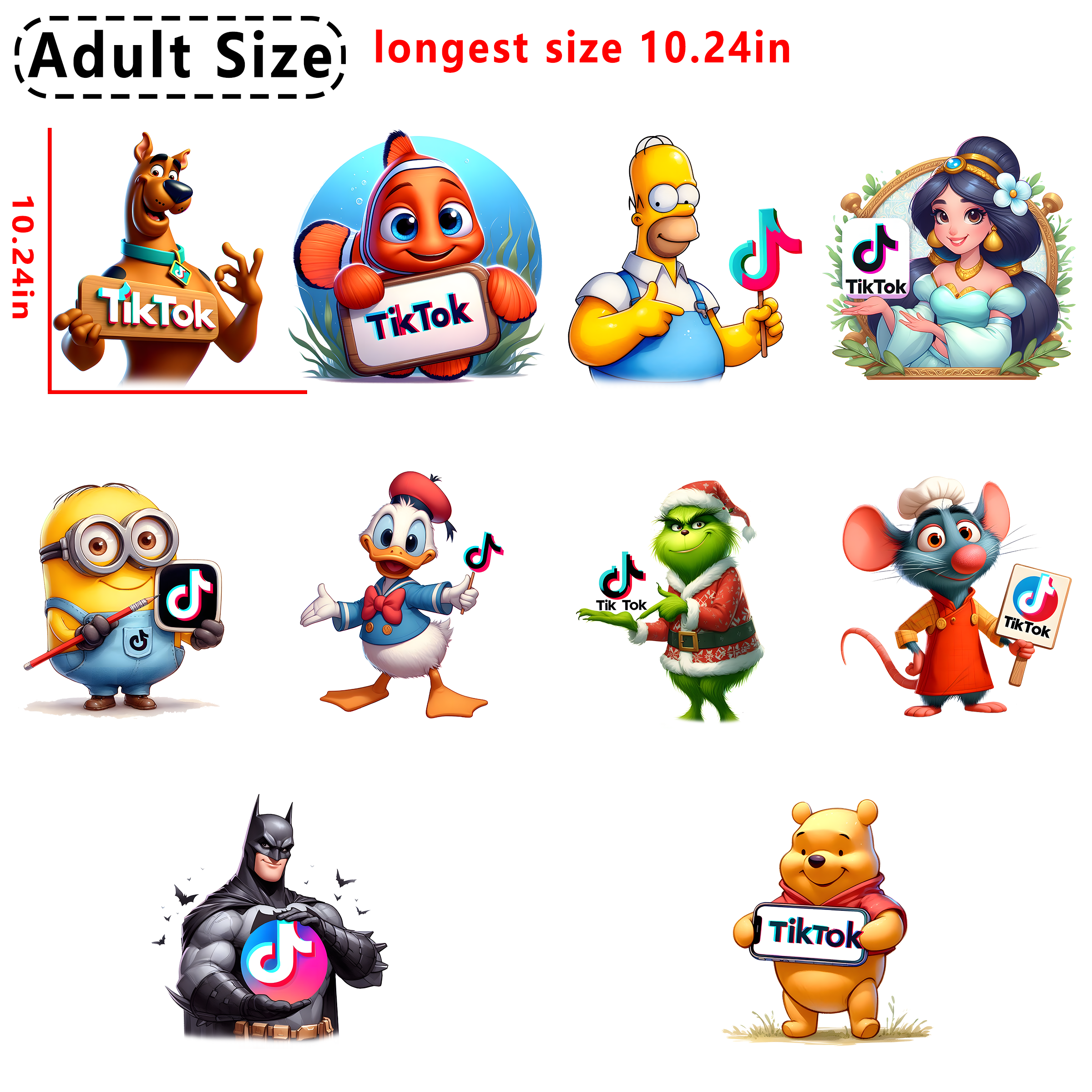 Tik Tok Cartoon DTF heat transfer vinyl for T-shirt hoodies