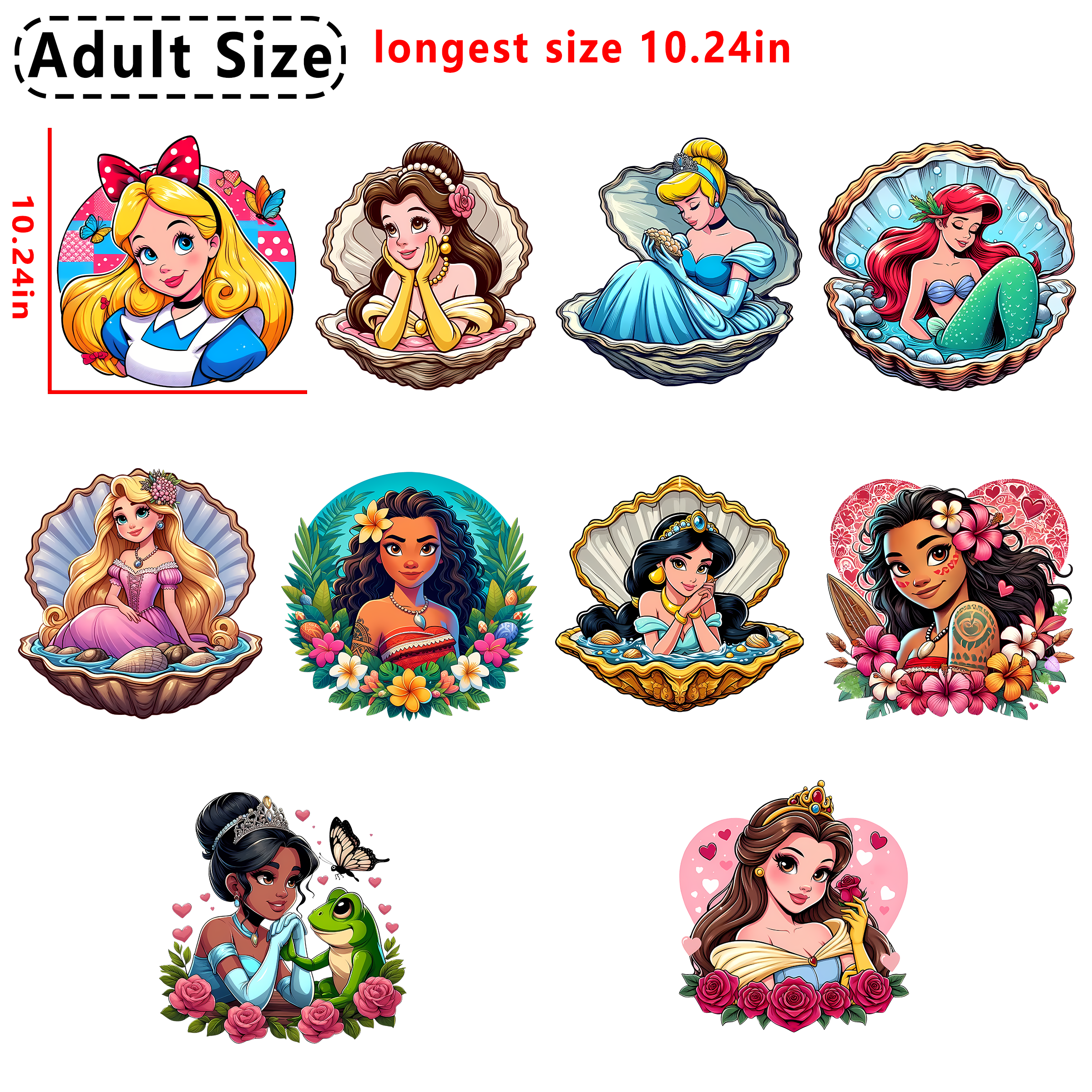 Halloween Disney Princess DTF heat transfer vinyl for T-shirt hoodies