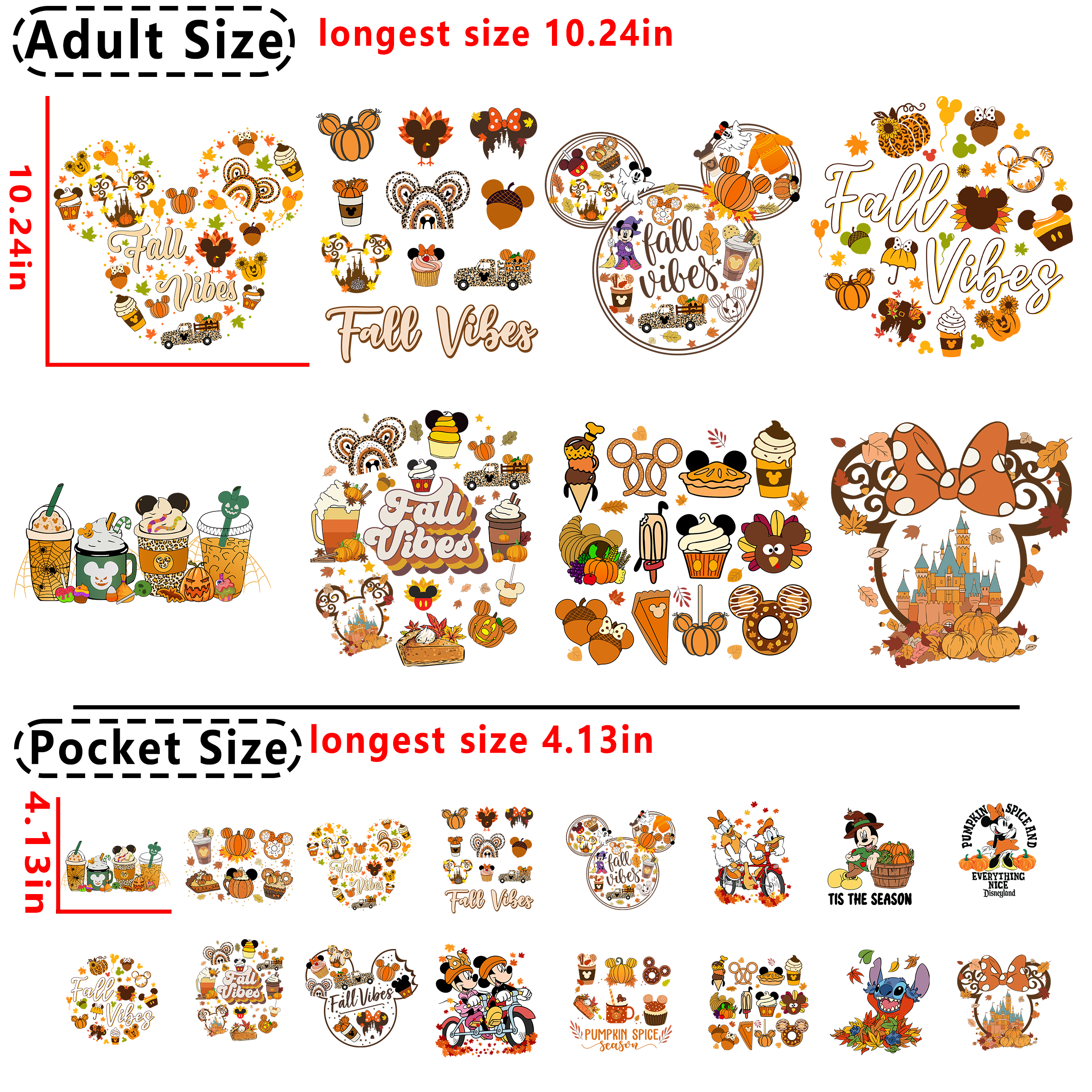 Disney Fall Vibes DTF heat transfer vinyl for T-shirt hoodies