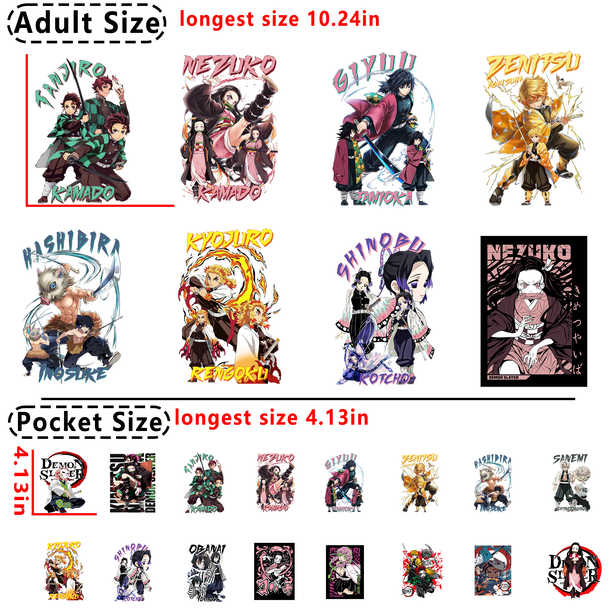 Demon Slayer Anime DTF heat transfer vinyl for T-shirt hoodies