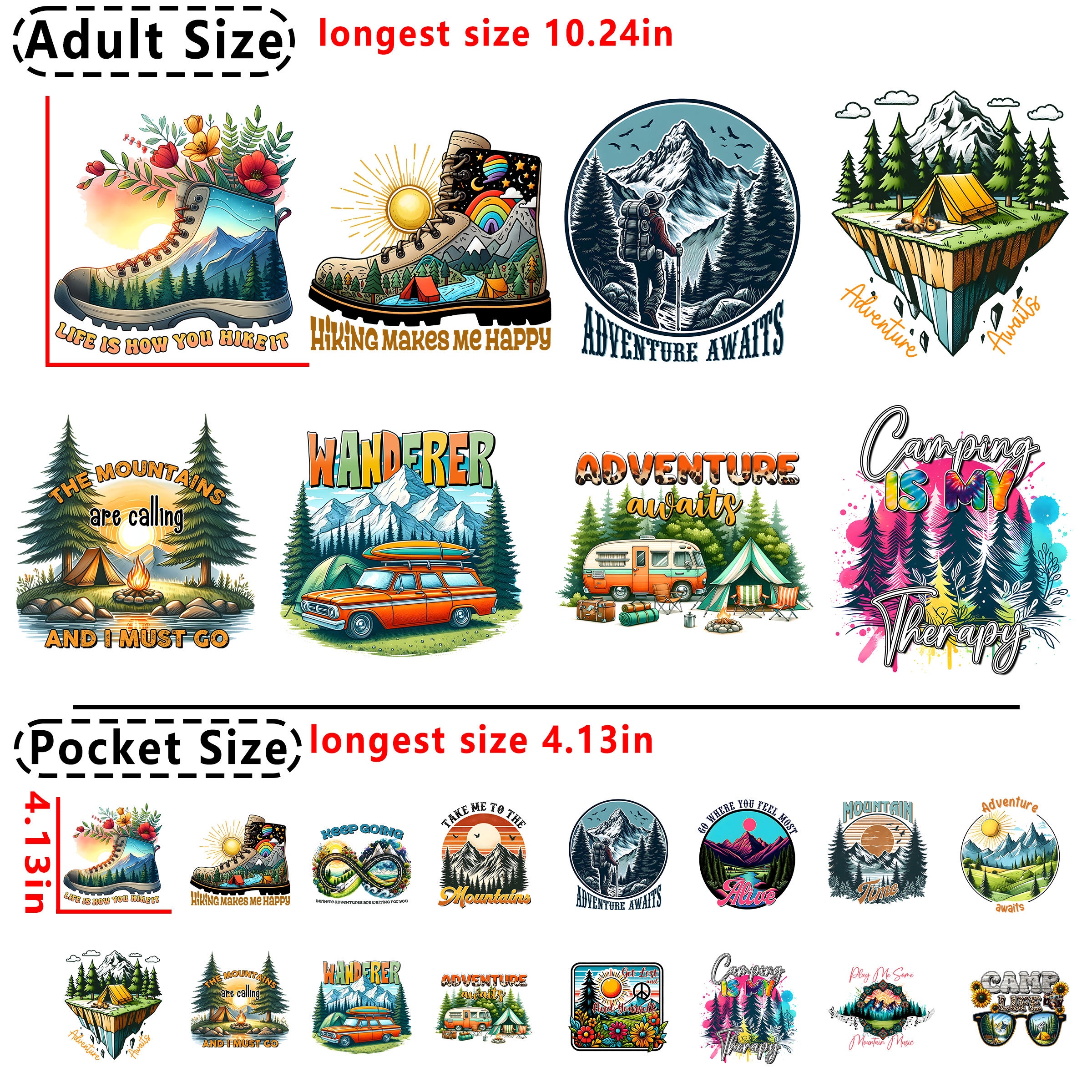 Camping Hiking DTF heat transfer vinyl for T-shirt hoodies