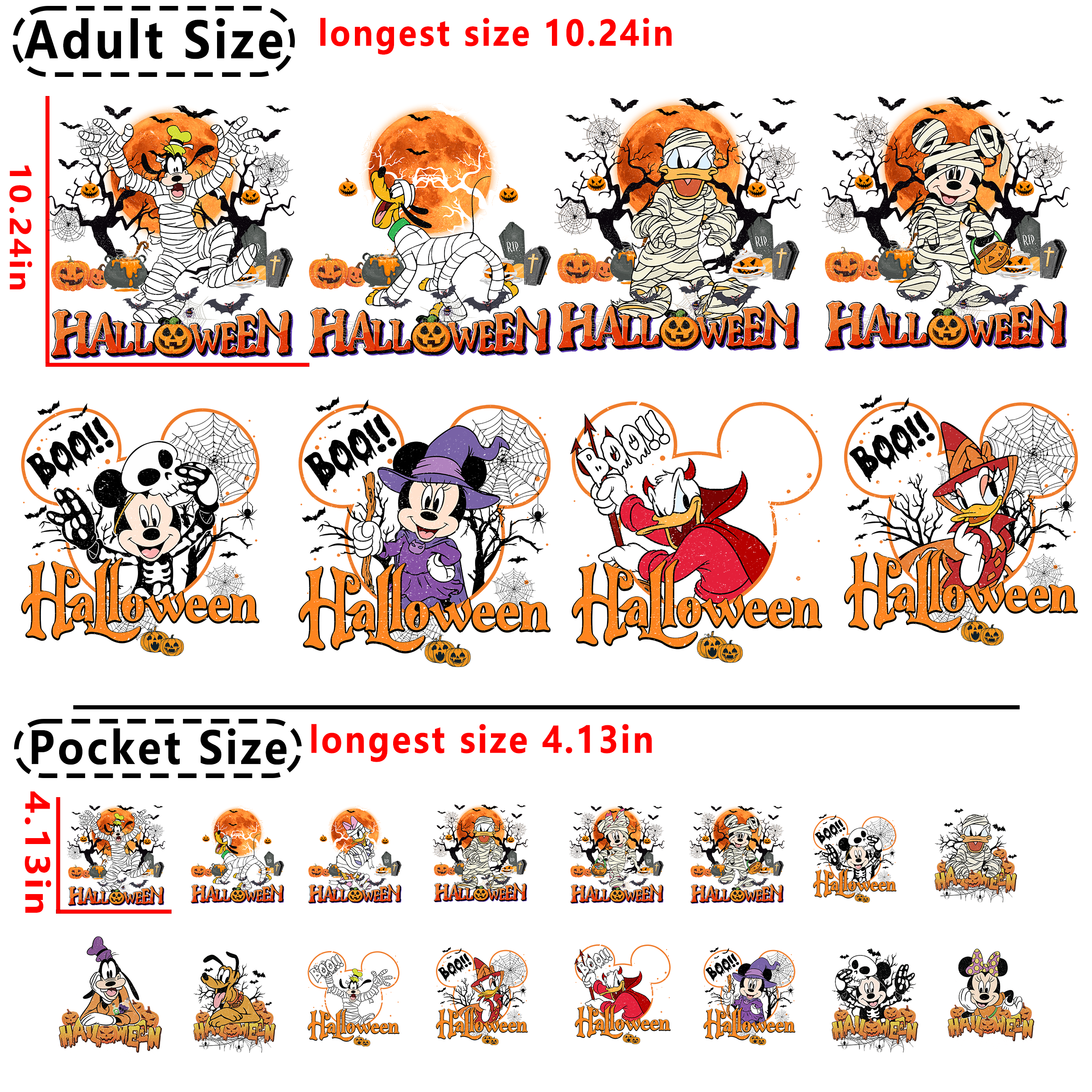 Disney Halloween DTF heat transfer vinyl for T-shirt hoodies