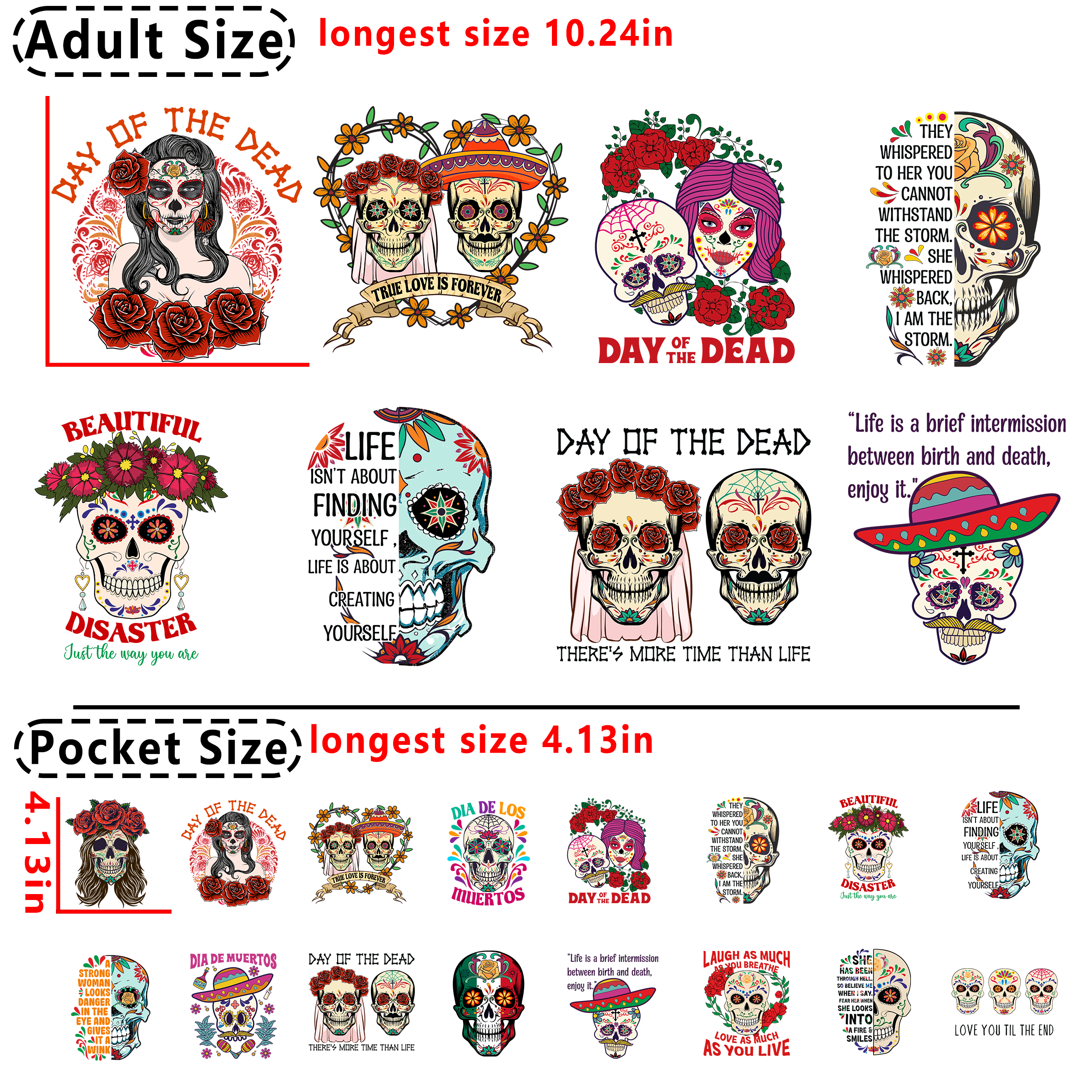 Day of Death DTF heat transfer vinyl for T-shirt hoodies