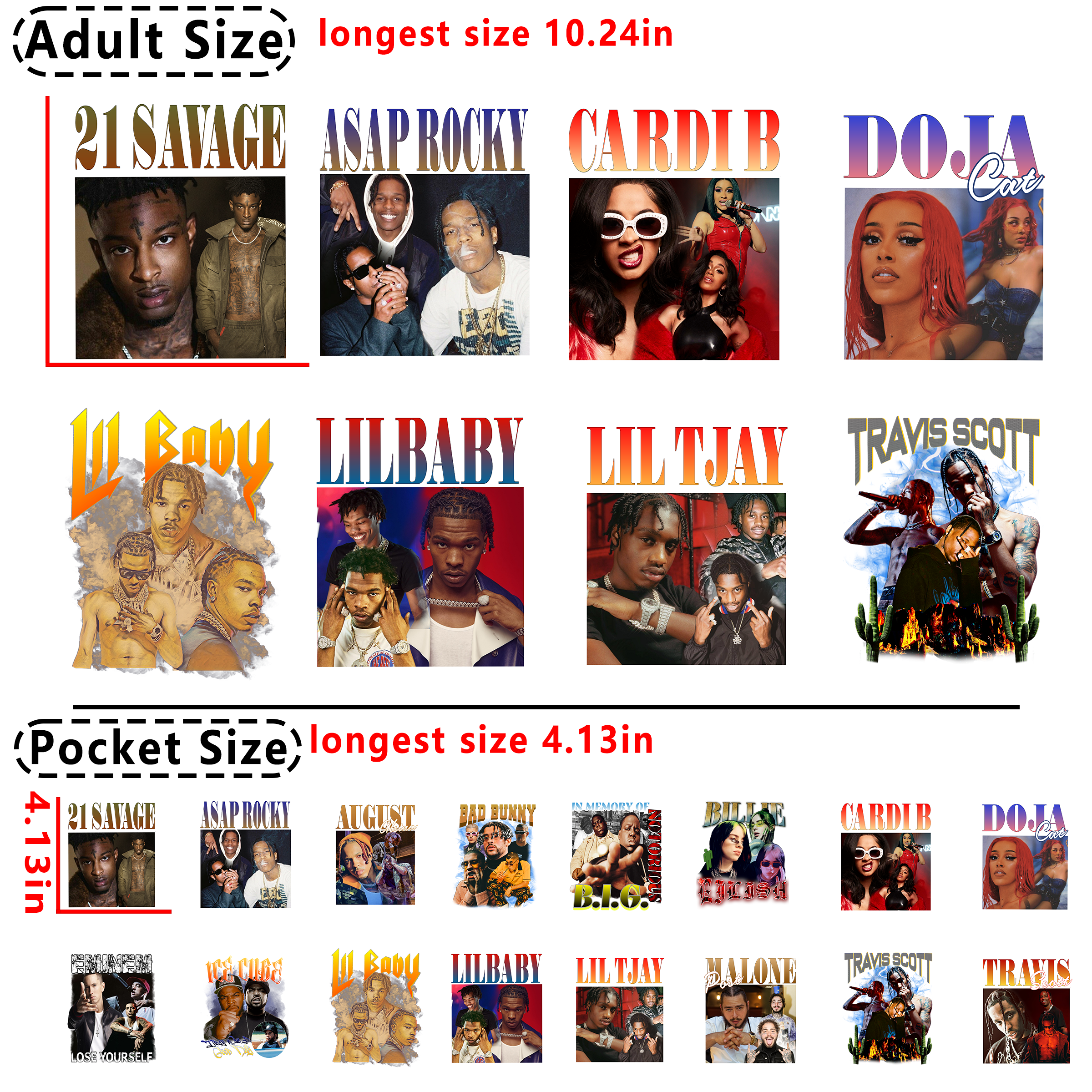 Rapper Mixed DTF heat transfer vinyl for T-shirt hoodies