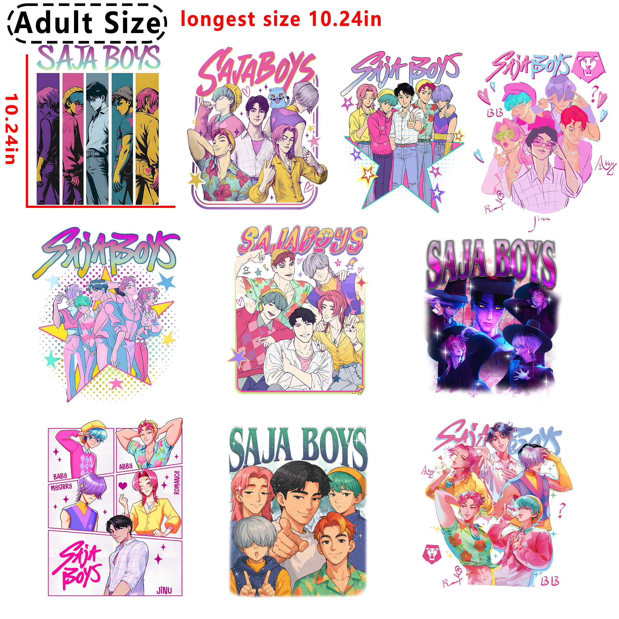 (Y58) Saja boys Demon Hunter Kpop DTF heat transfer vinyl for T-shirt hoodies