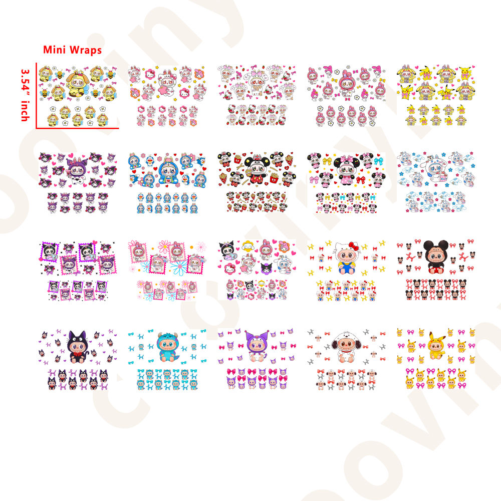 40 PCS Labubu Mini tumbler keychain wraps 16OZ water proof