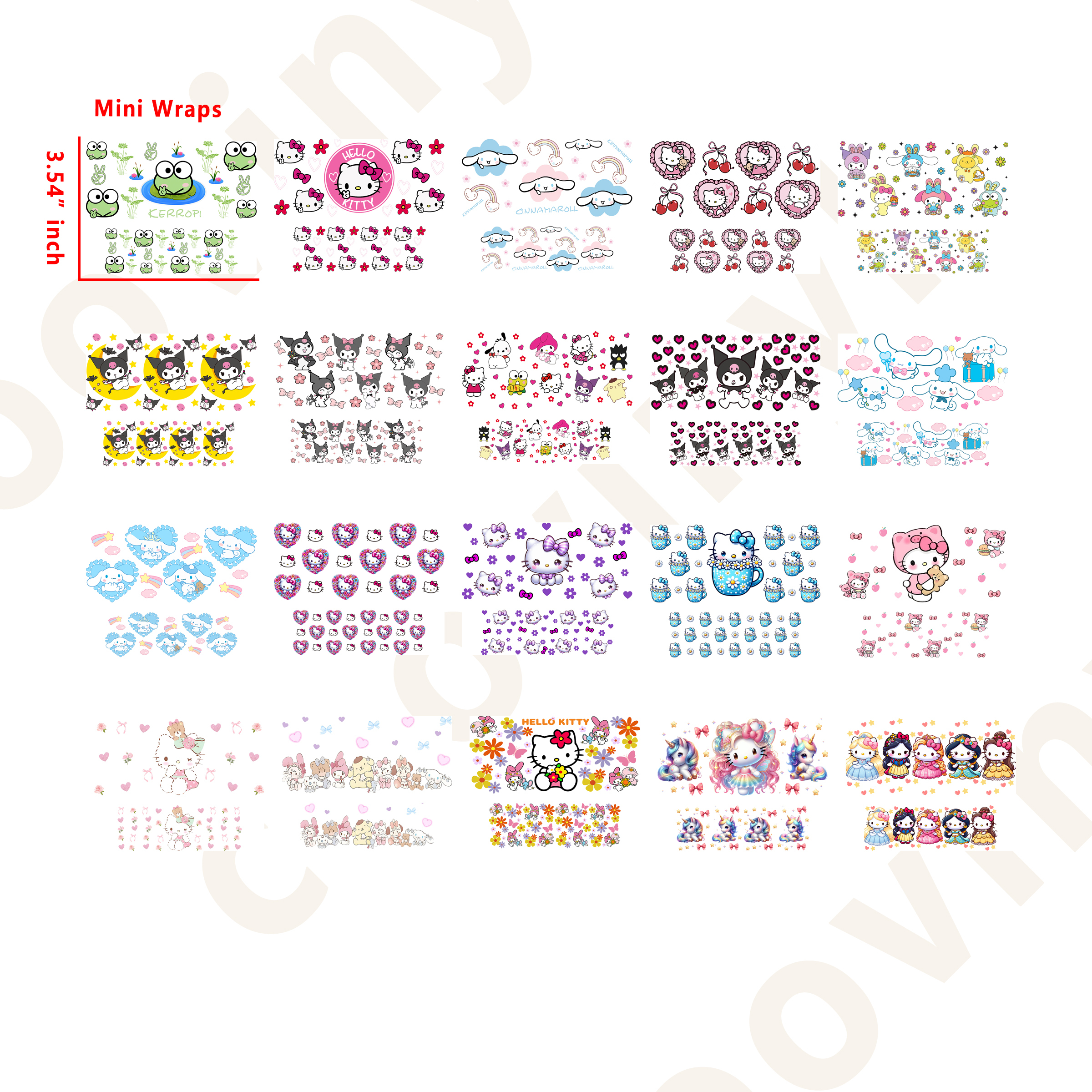 40 PCS Sanrio Mini tumbler stanley keychain wraps 16OZ water proof