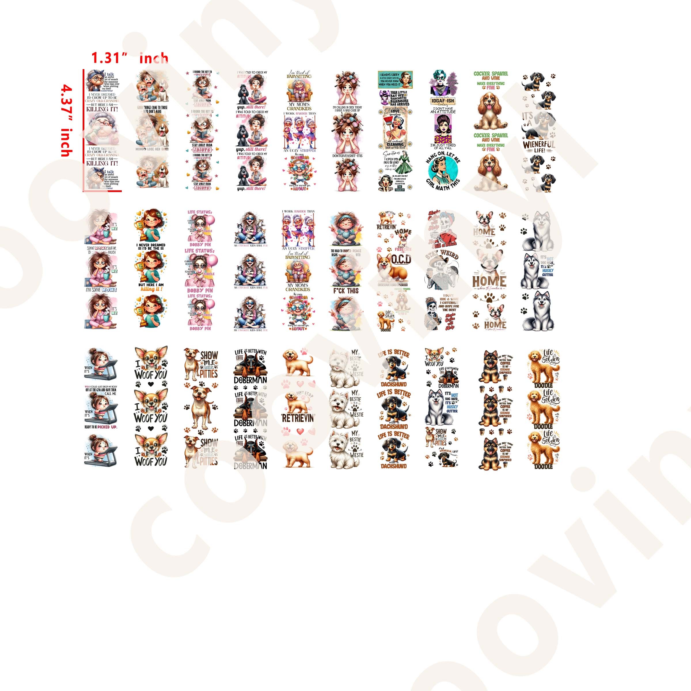 60 PCS Animal Sarcastic Quotes Pen Wraps Bookmark 16OZ water proof