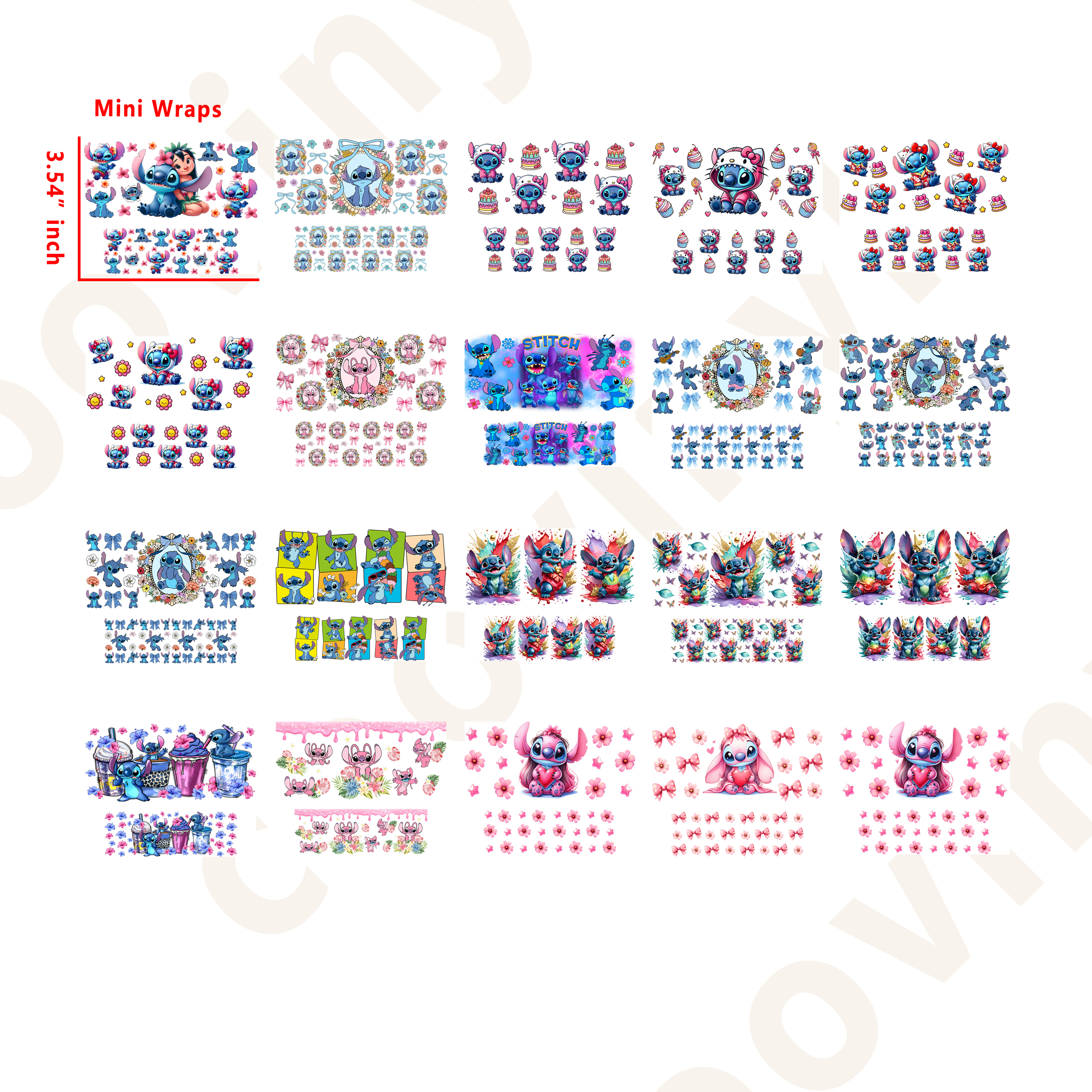 40 PCS Stitch Mini tumbler stanley keychain wraps 16OZ water proof