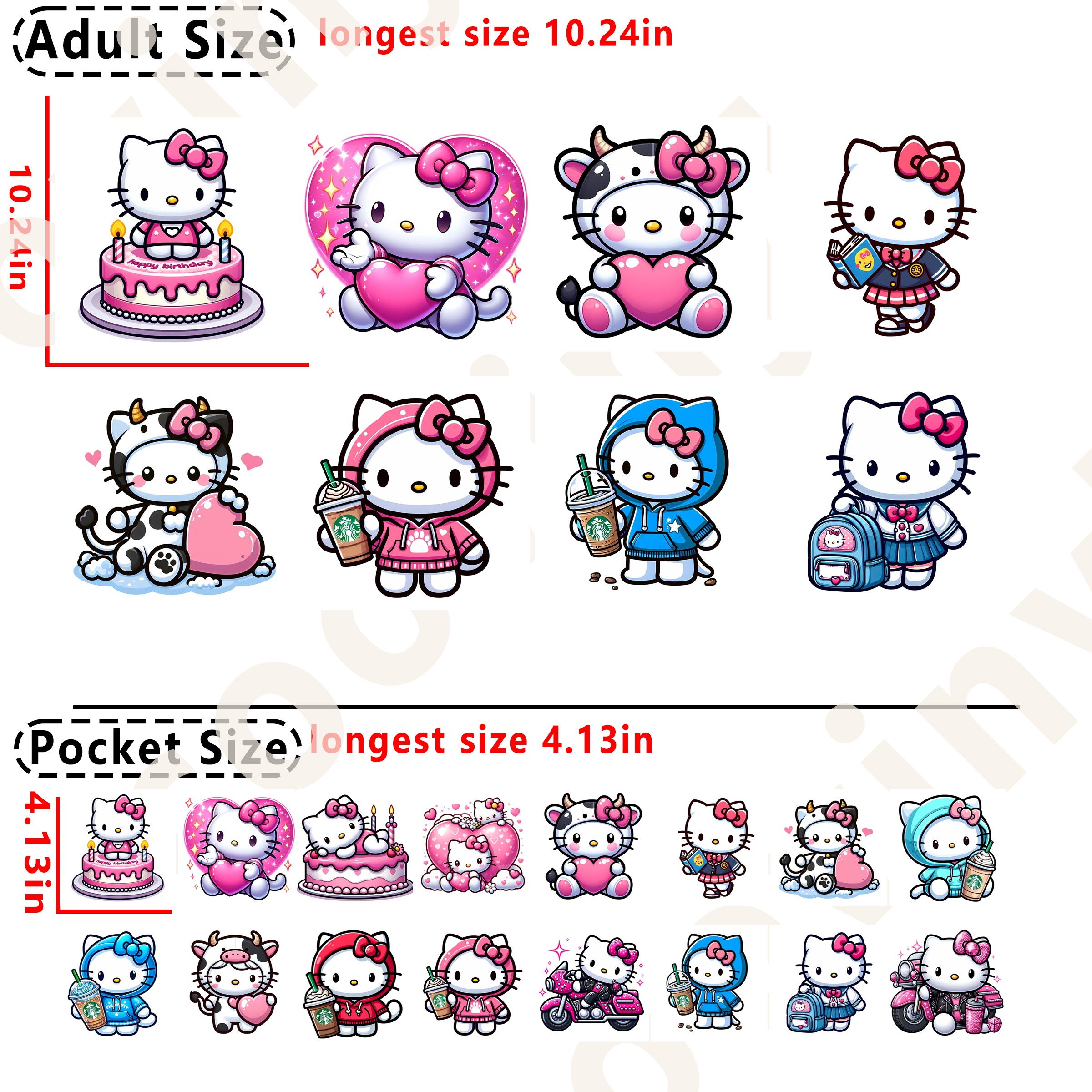 (C92) Hello Kitty  DTF heat transfer vinyl for T-shirt hoodies