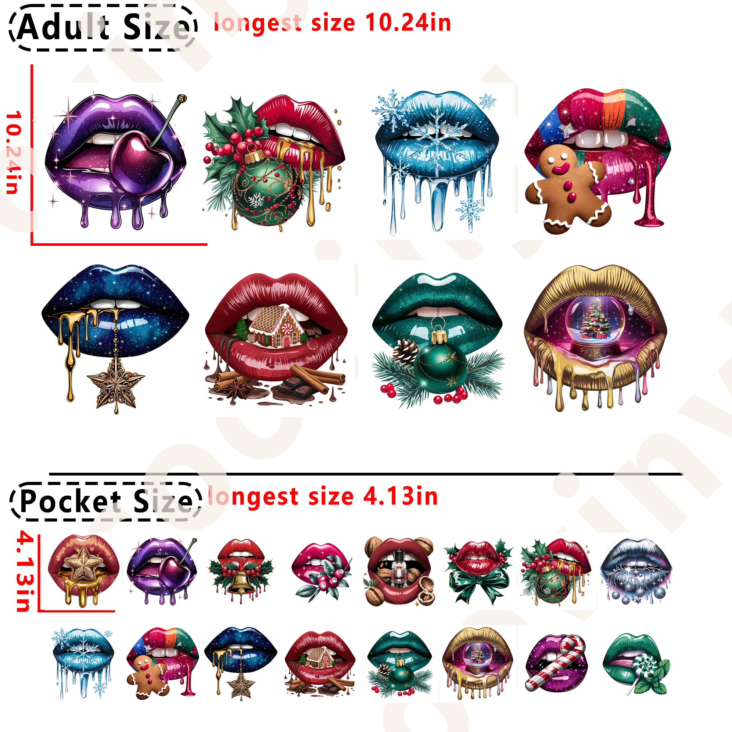 Christmas Lips DTF heat transfer vinyl for T-shirt hoodies