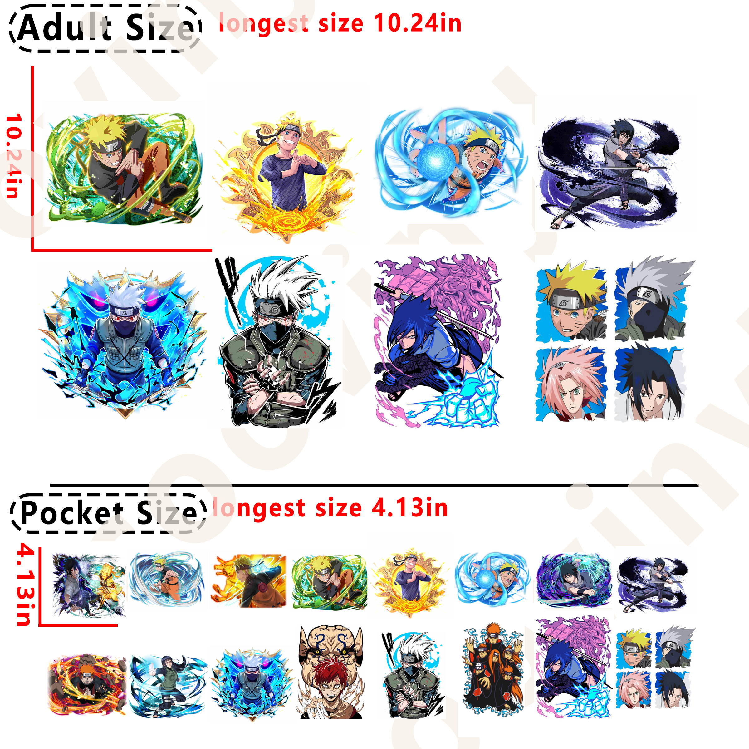 (D17 ) Naruto Anime DTF heat transfer vinyl for T-shirt hoodies
