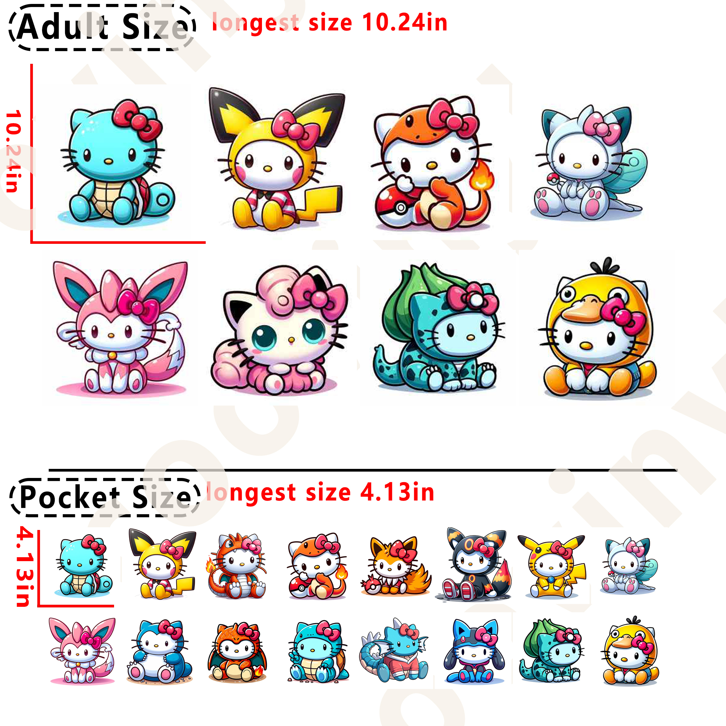 (D34) HK pokemon crossover DTF heat transfer vinyl for T-shirt hoodies