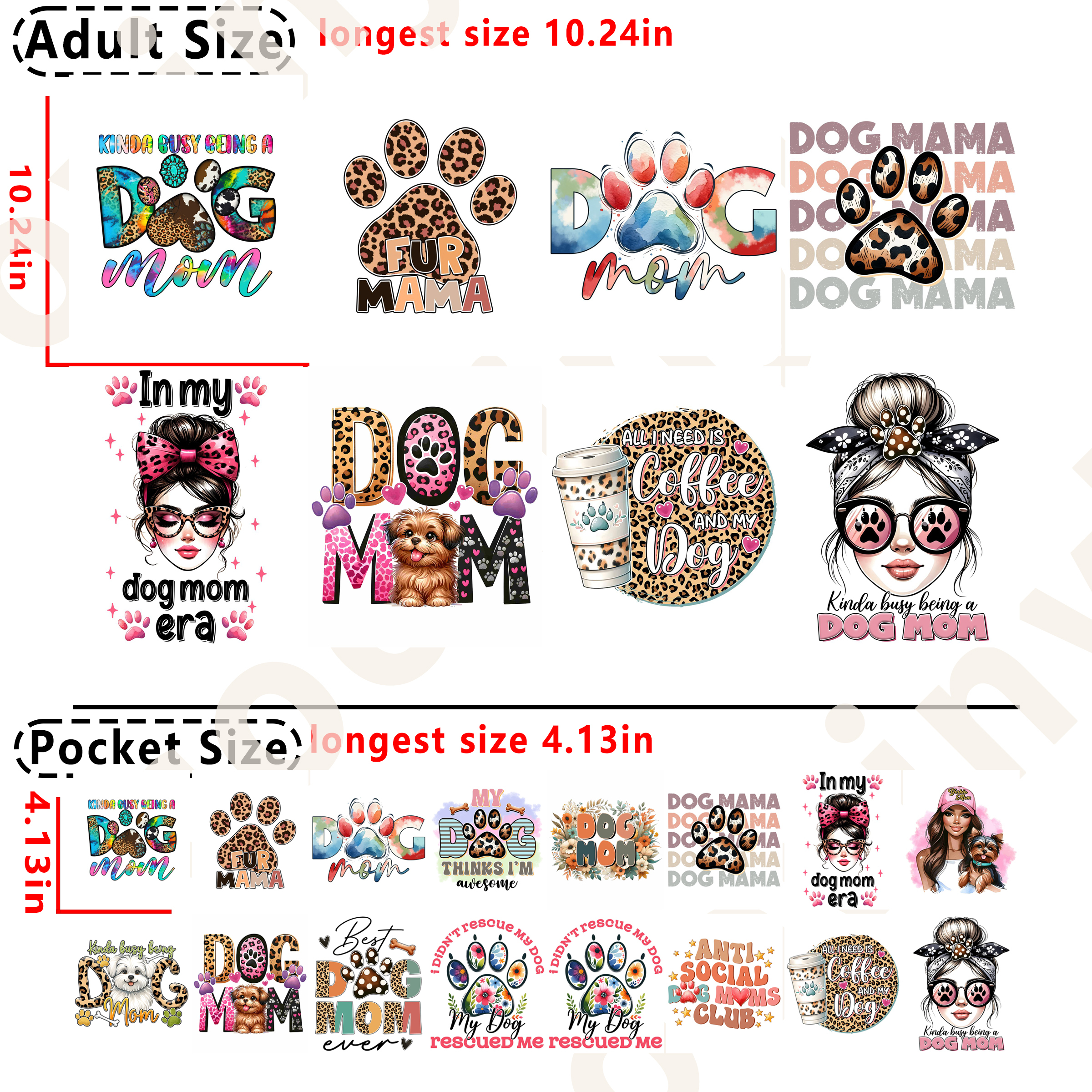 (D48) Dog Mom DTF heat transfer vinyl for T-shirt hoodies