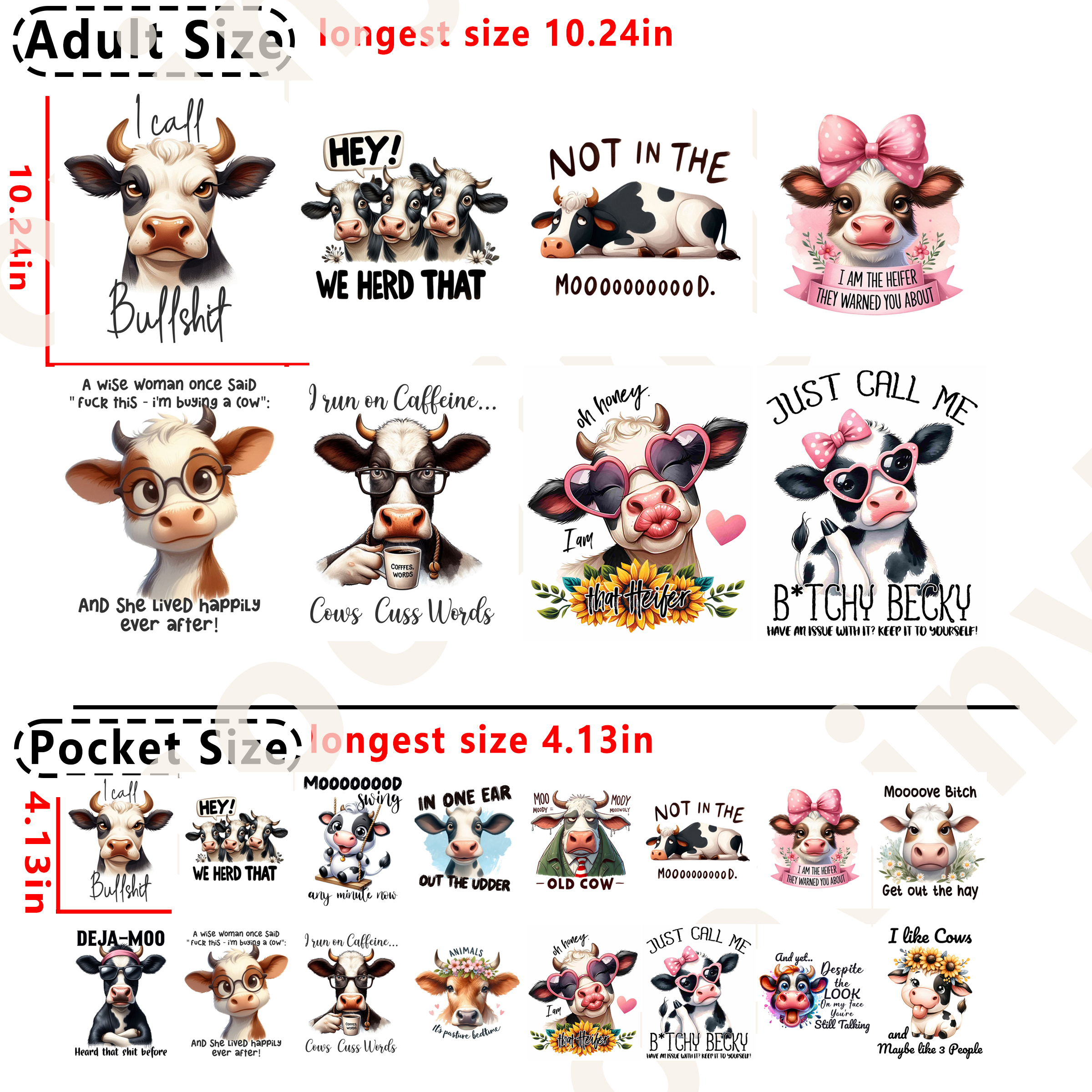 (D50) Sassy Cow DTF heat transfer vinyl for T-shirt hoodies