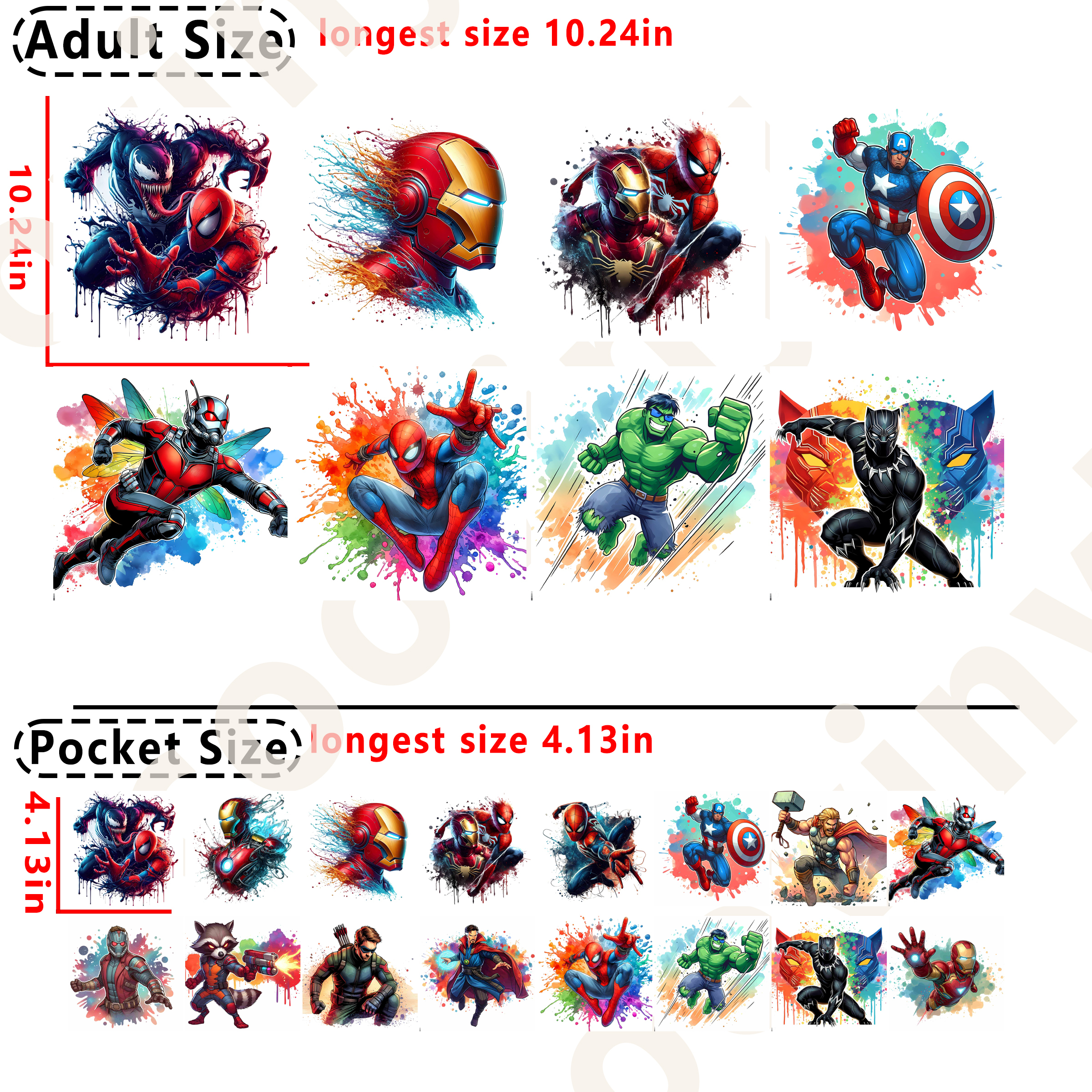 (N44) Marvel Hero DTF heat transfer vinyl for T-shirt hoodies