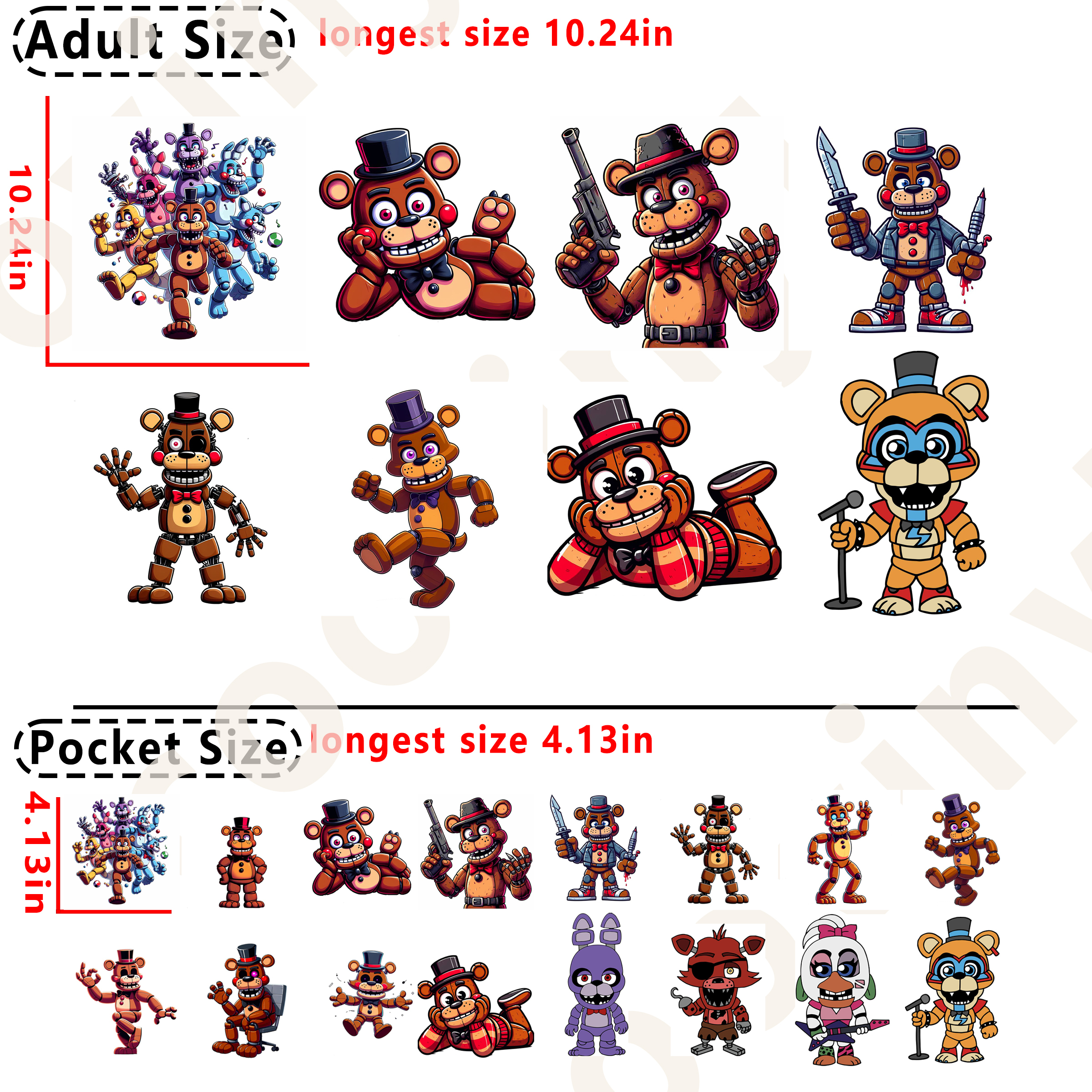 FNAF Game DTF heat transfer vinyl for T-shirt hoodies