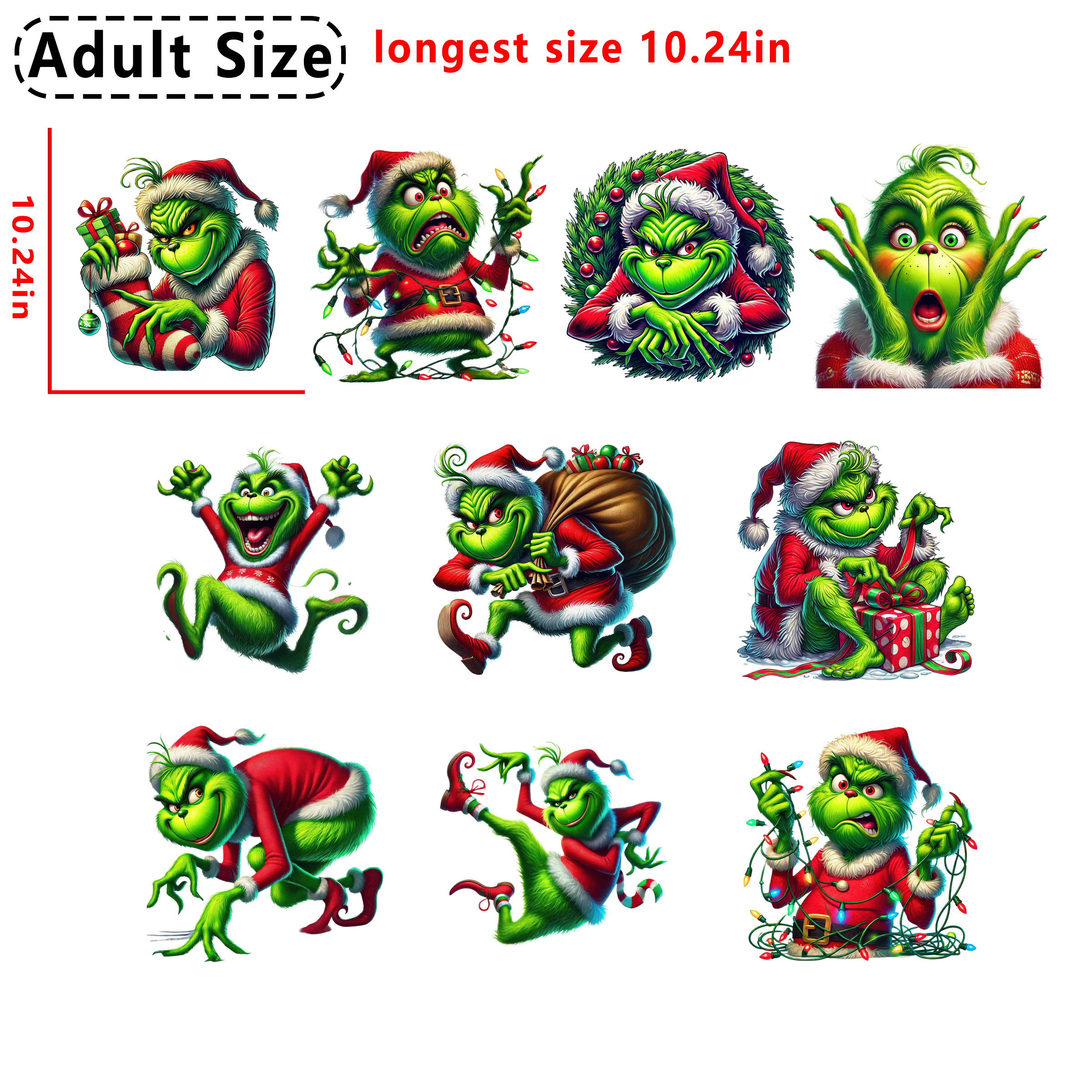 Grinch Christmas DTF heat transfer vinyl for T-shirt hoodies