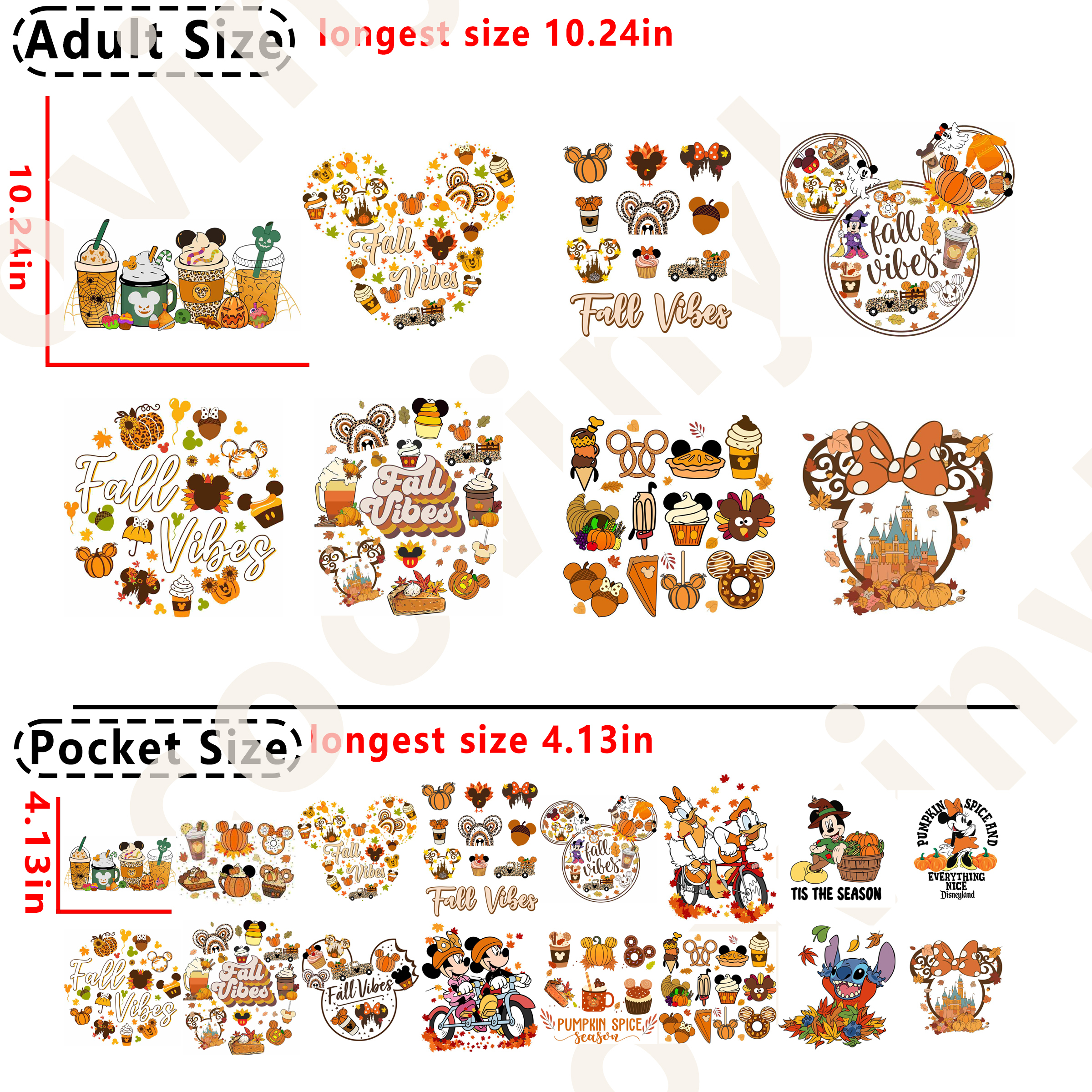 Disney Fall thanksgiving DTF heat transfer vinyl for T-shirt hoodies